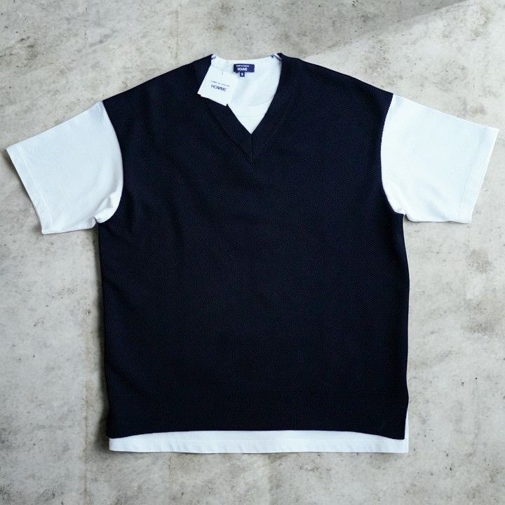 Comme des Garcons Homme 25SS COMME des GARCONS HOMME Mixed Media Layered Tee White S Size US S / EU 44-46 / 1 - 1 Thumbnail