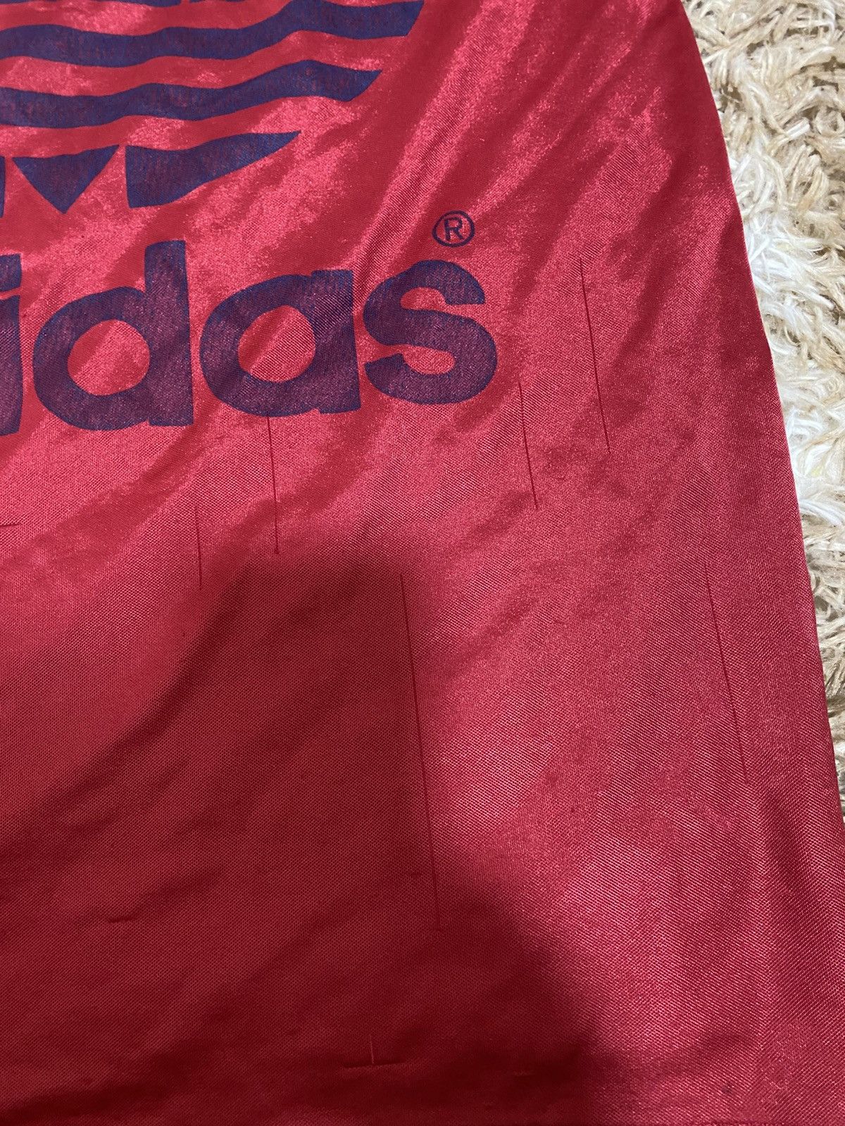 Adidas Vintage Adidas Big Trefoil Jersey Red – Made in Japan Size US L / EU 52-54 / 3 - 6 Thumbnail