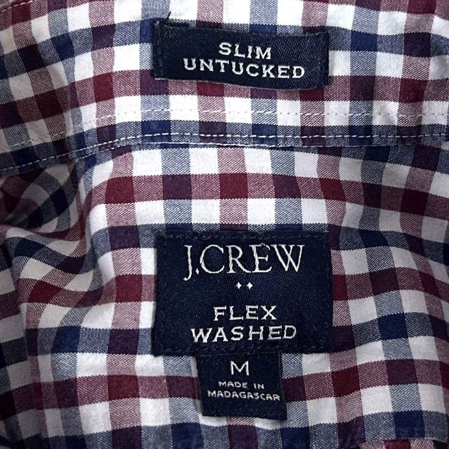 J.Crew J.CREW Shirt Button-Up Plaid Cotton Blend Slim Untucked Flex Wash Red White Blue Multicolor Mens M Size US M / EU 48-50 / 2 - 3 Thumbnail