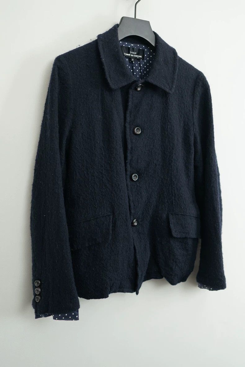 Comme des Garcons Comme des Garcons Navy blue felted wool lapel single-breas Size S / US 4 / IT 40 - 3 Thumbnail