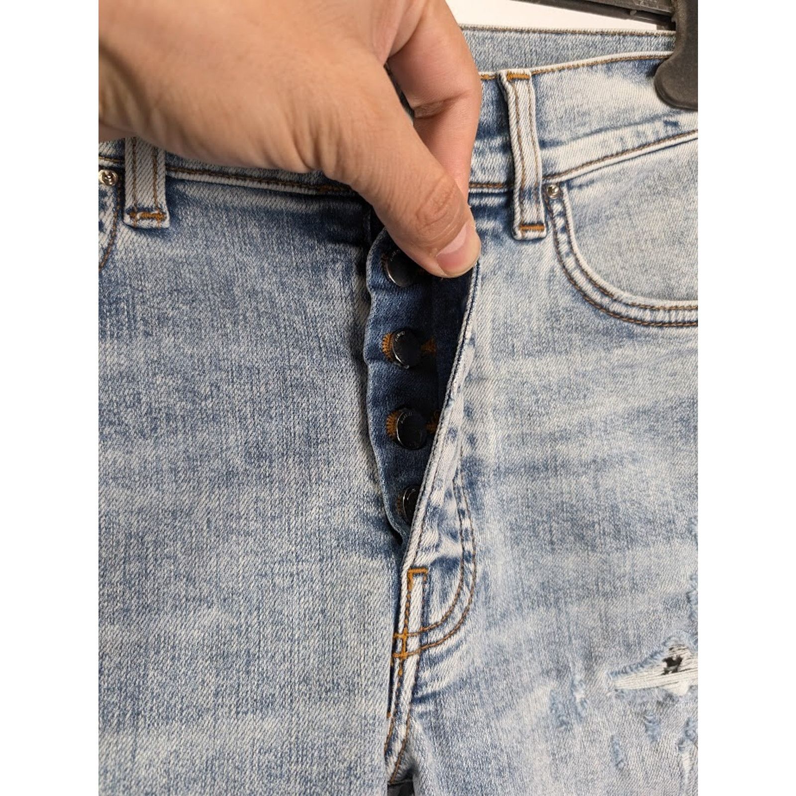 Amiri o1rshd1 Pajama Art Patch Jeans in Light Blue Size US 29 - 11 Thumbnail