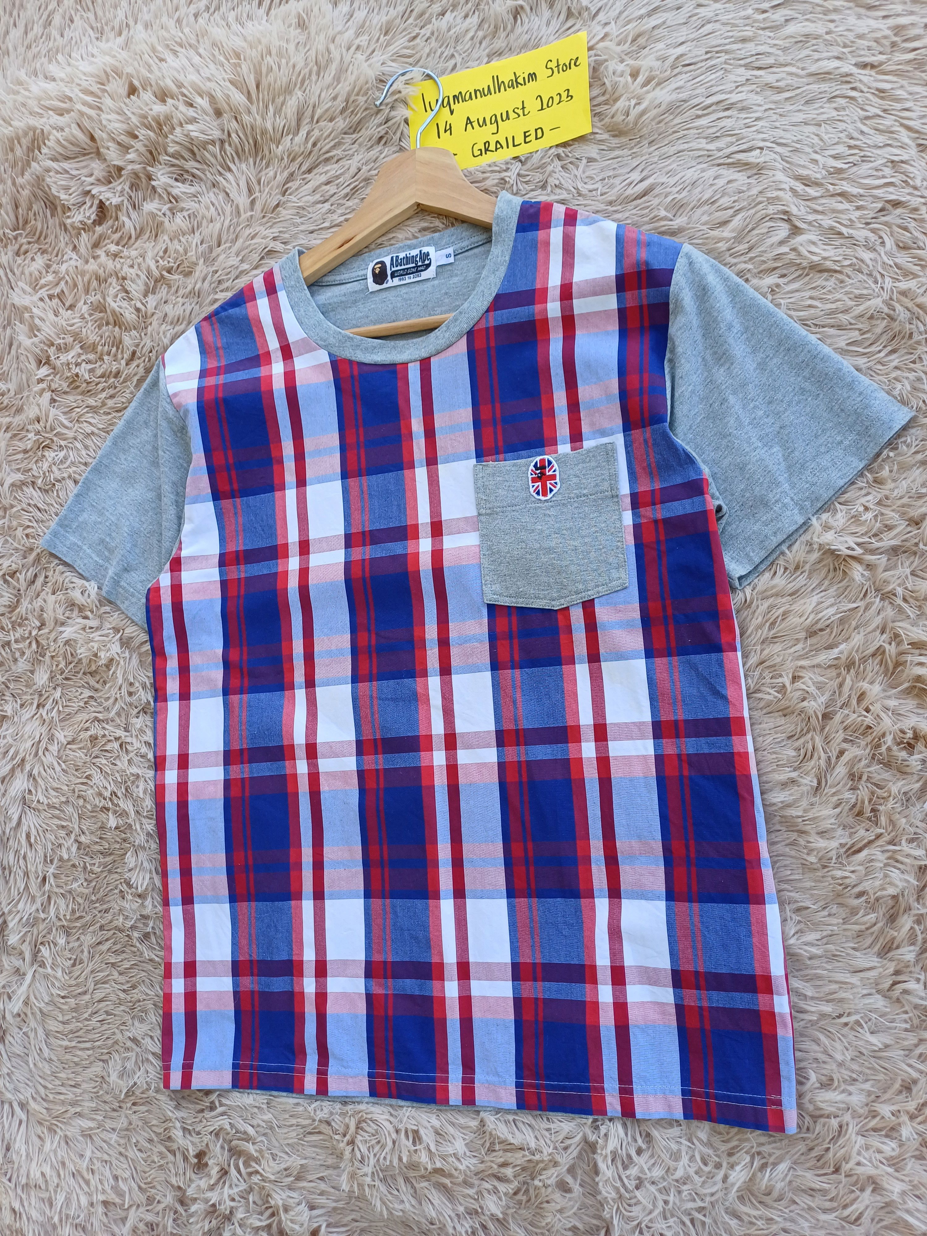 Bape Bape Check Union Jack Pocket Tee Size US S / EU 44-46 / 1 - 4 Thumbnail