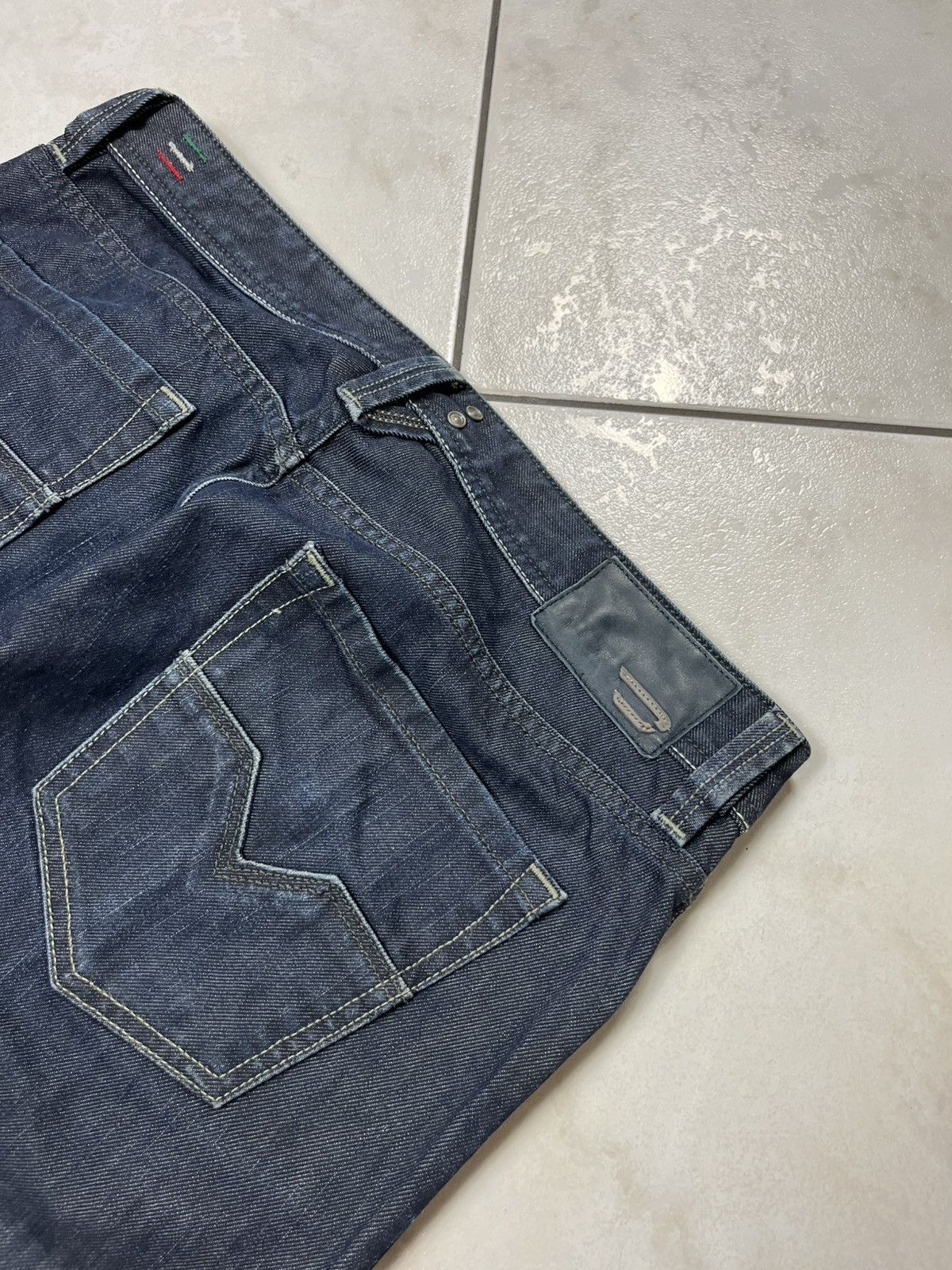 Diesel × Vintage Vintage Diesel larkee y2k waxed denim jeans pants goth navy Size US 32 / EU 48 - 16 Thumbnail