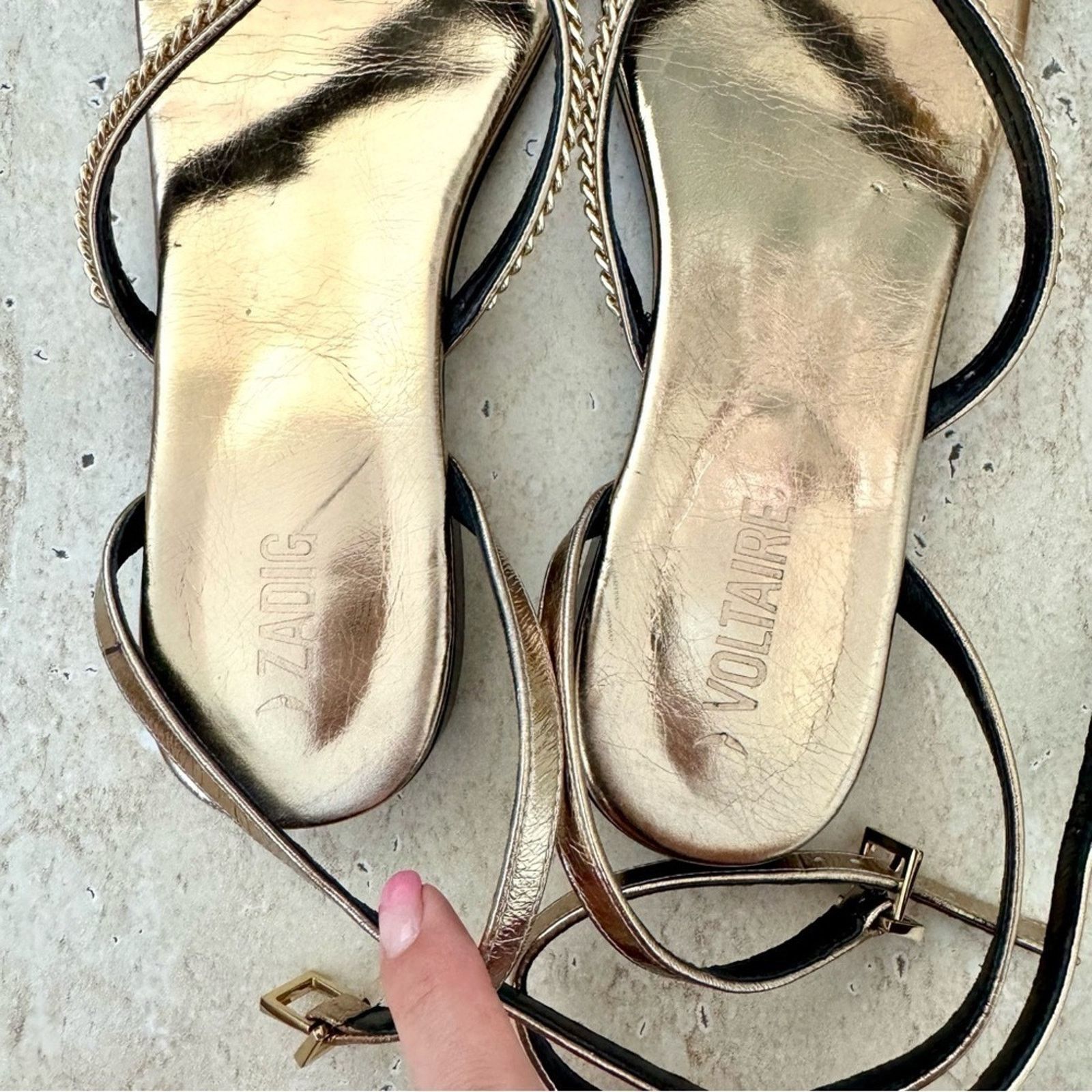 Zadig & Voltaire ZADIG & VOLTAIRE Gold Flat Sandals, Size 40 (9) Size US 9 / IT 39 - 7 Thumbnail