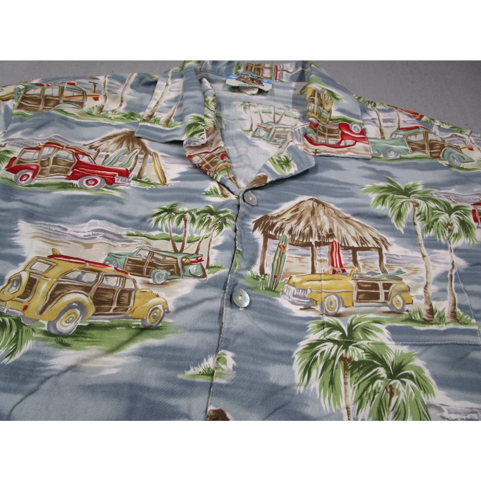 Vintage VINTAGE Matt Rider Shirt Mens XL Blue Floral Short Sleeve Button-Up Hawaiian Surfboard Cars Theme Size US XL / EU 56 / 4 - 2 Thumbnail
