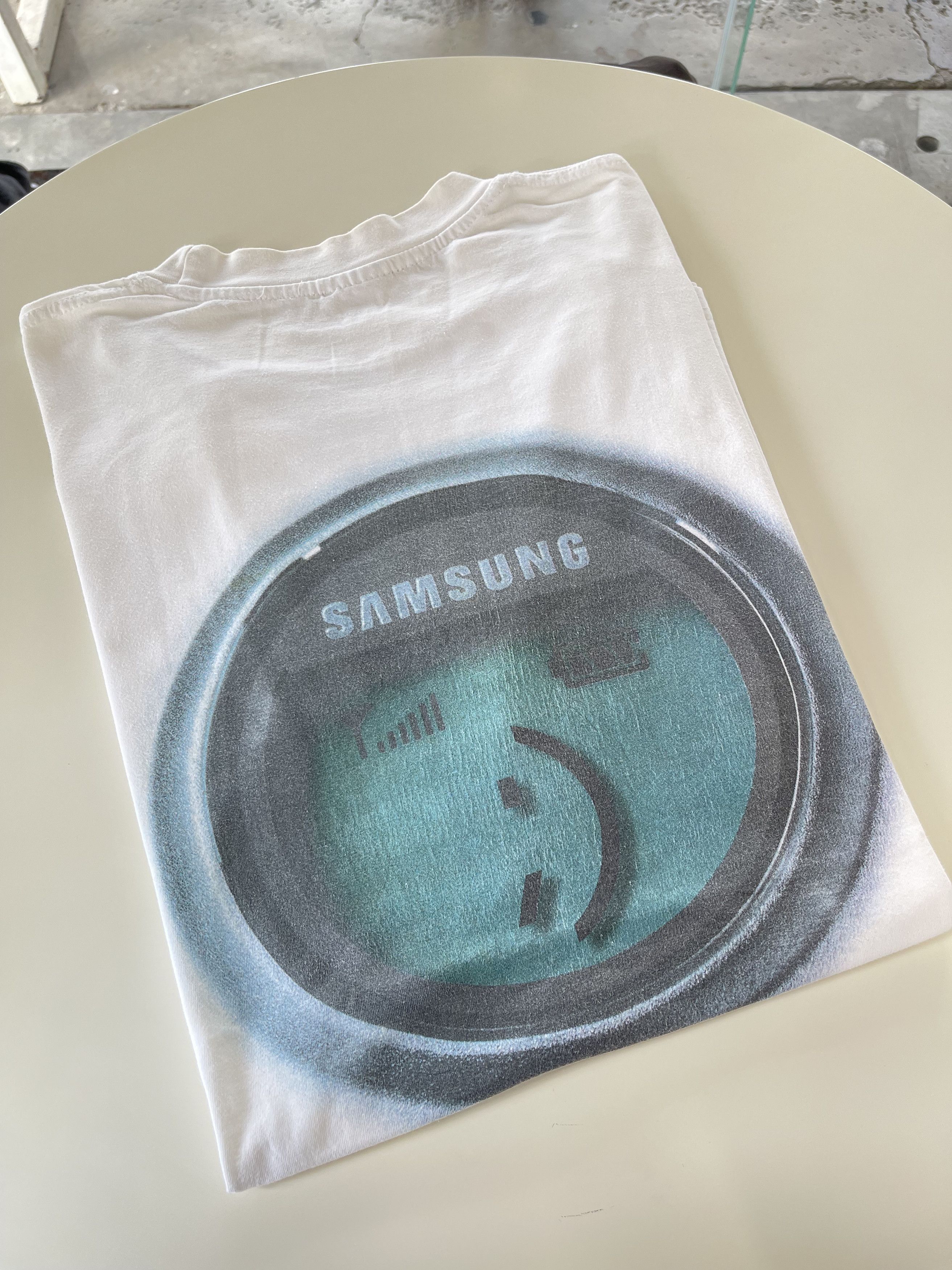 Y2K Samsung Digital Watch Tee in White, Men's (Size Large)