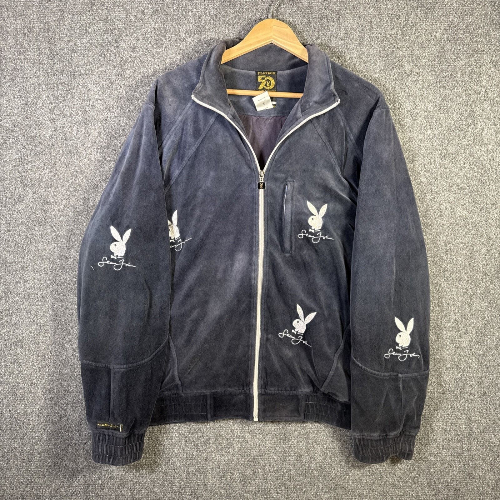 Playboy Vintage Playboy Jacket Adult Large Navy 90s Velvet Zip Up Size US L / EU 52-54 / 3 - 1 Thumbnail