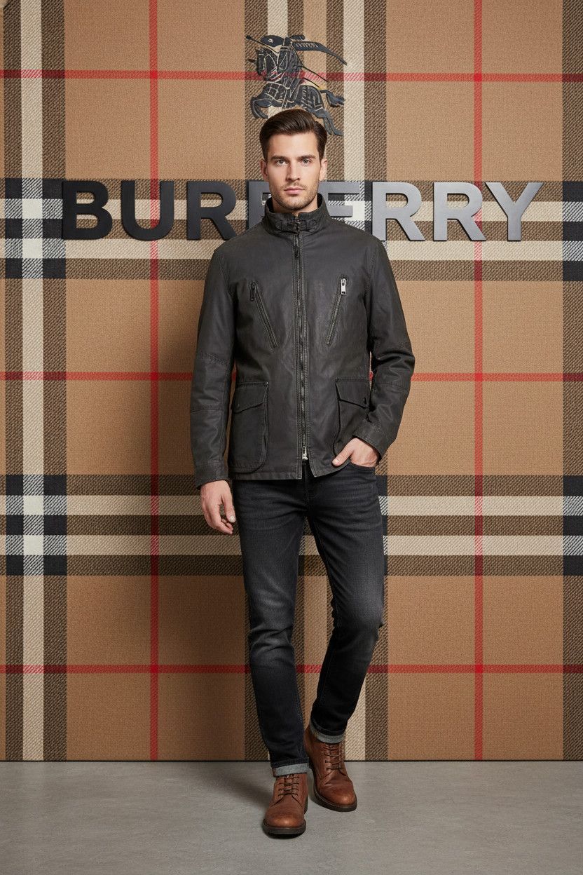 Burberry 🔥 burberry rare biker down jacket waxed novacheck size L Size US L / EU 52-54 / 3 - 6 Thumbnail