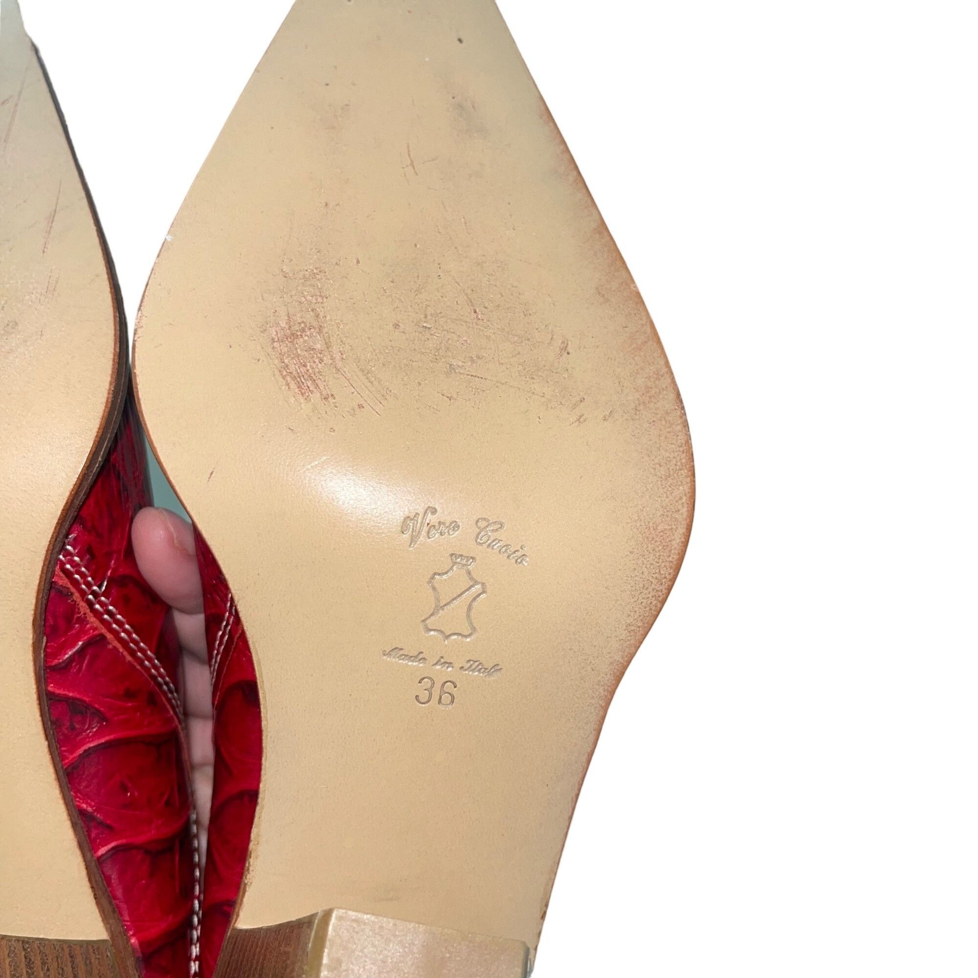 Vintage Arianna Vintage Womens Mules Size 36 Red Leather Size US 6 / IT 36 - 6 Thumbnail