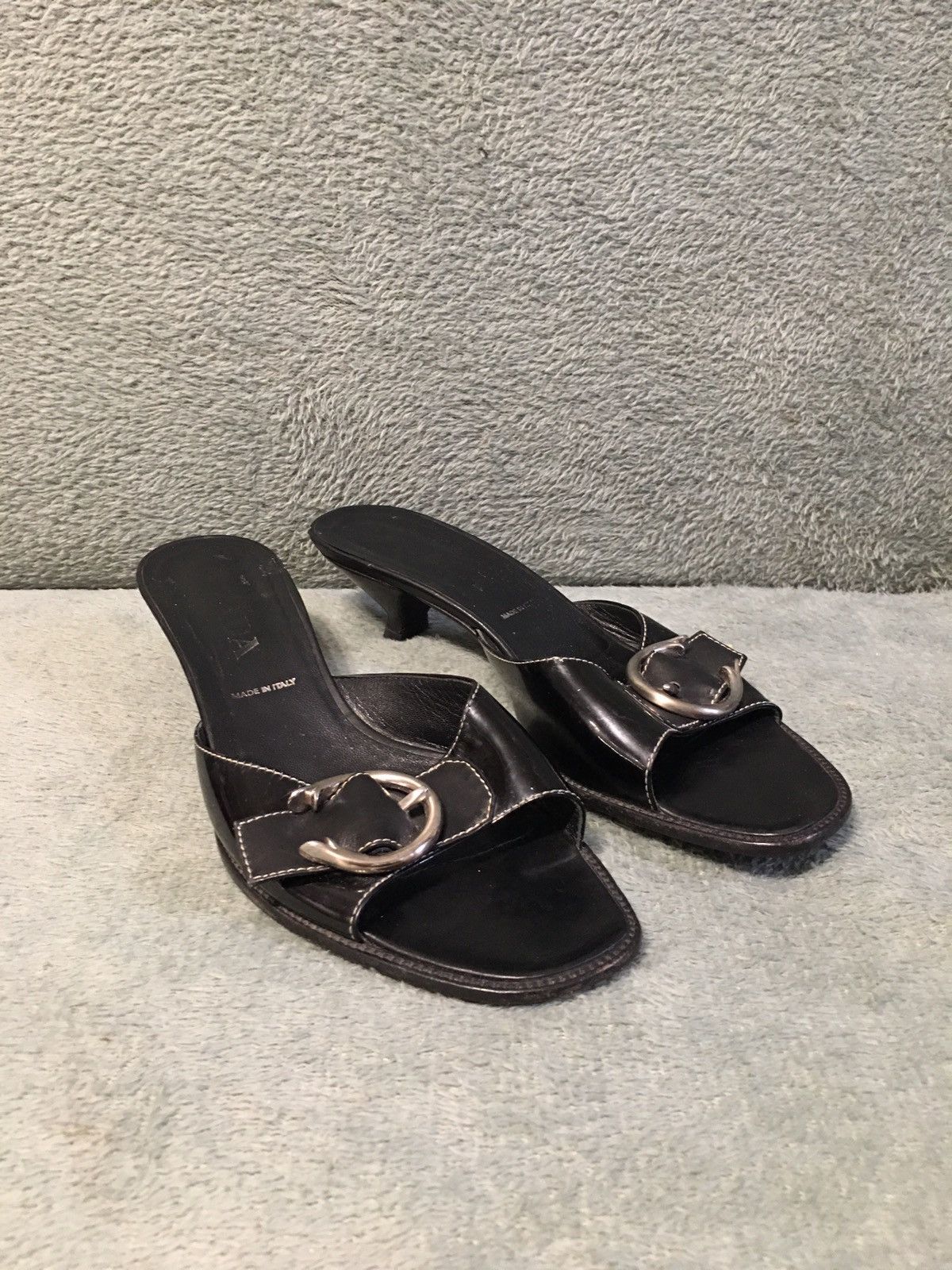 Prada PRADA Black Big Buckle Patent Leather Kitten Heels EU 40 Size US 10 / IT 40 - 5 Thumbnail