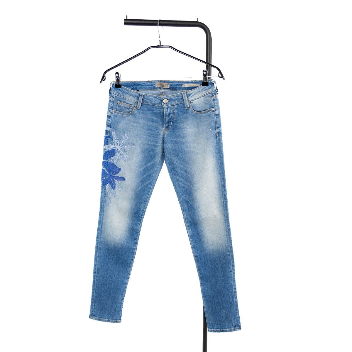 Guess Guess Womens Skinny Ultra Low Jeans Blue Floral Embroidery Size 30" / US 8 / IT 44 - 1 Thumbnail
