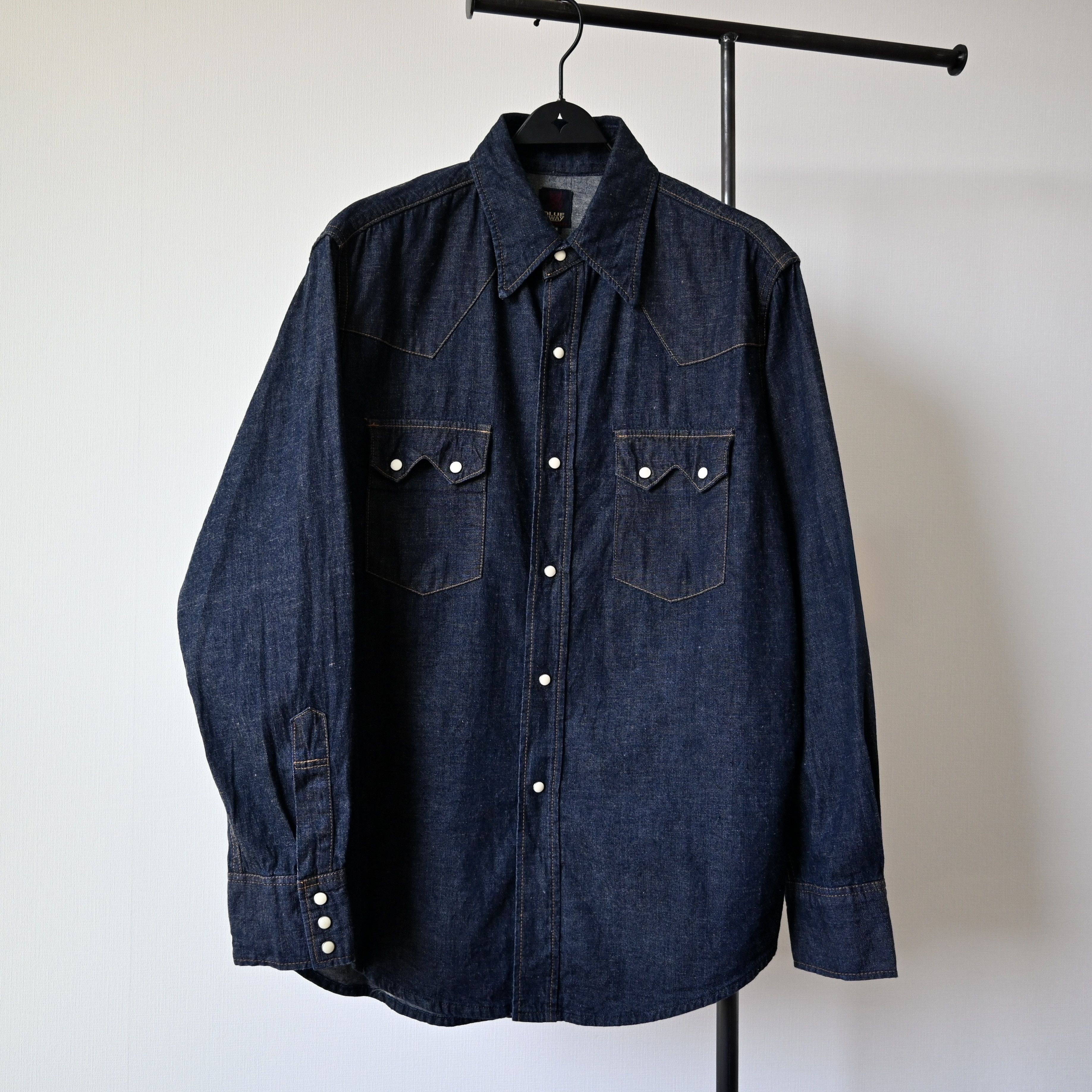 Japanese Brand VTG 1990s BLUE WAY indigo denim western shirt, made in Japan Size US L / EU 52-54 / 3 - 1 Thumbnail