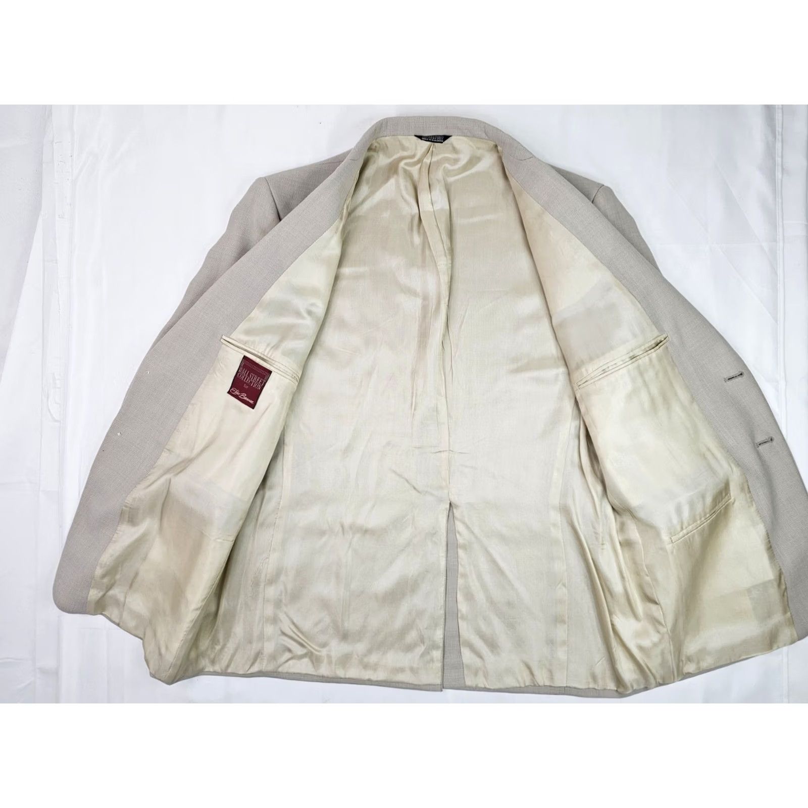 Vintage VINTAGE Wall Street Collection Blazer Coat Worsted Wool Dacron Ivory Cream 44R Men Regular Chest 46" Navy?? Size 44R - 2 Thumbnail