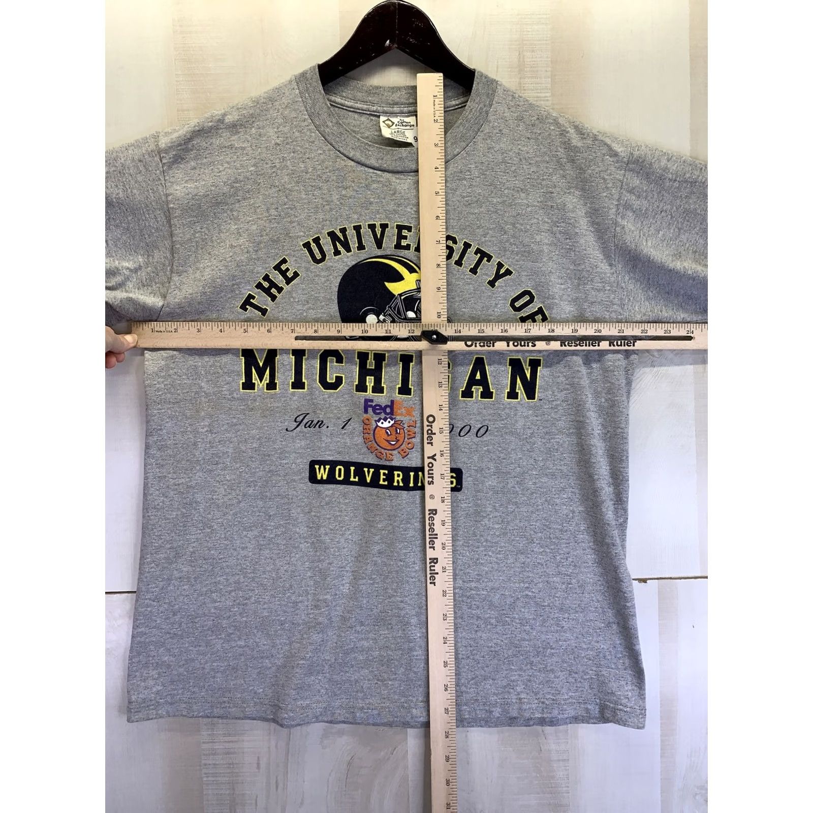 Vintage VINTAGE The Cotton Exchange University Sports 90s T-Shirt Mens L Gray Cotton Logo Graphic Michigan Orange Bowl 2000 Size US L / EU 52-54 / 3 - 2 Thumbnail