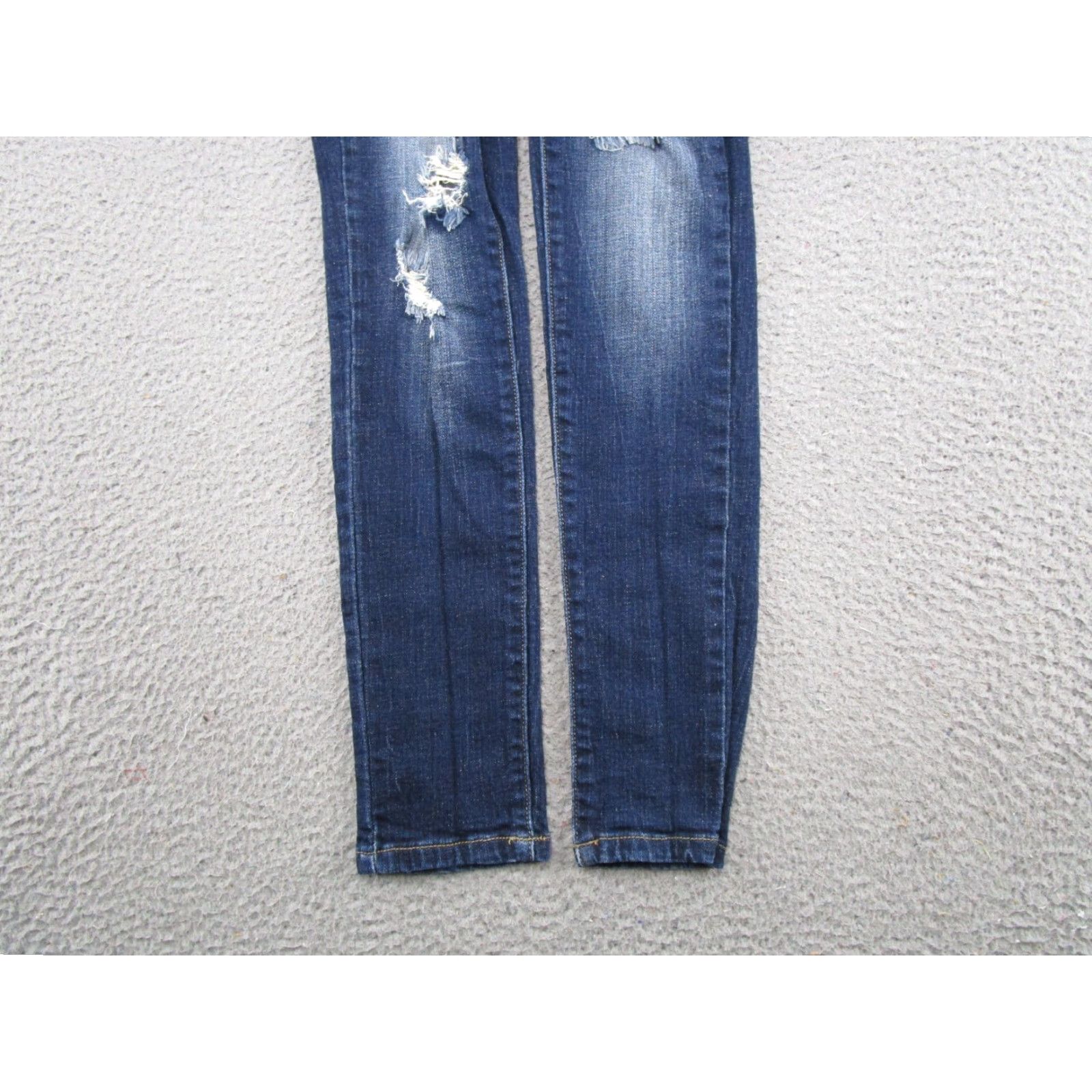 Vintage KanCan Jeans Women 25 Blue Denim Distressed Skinny Dark Wash 5-Pocket Design Mid Rise Womens Size 42" / US 20 - 2 Thumbnail