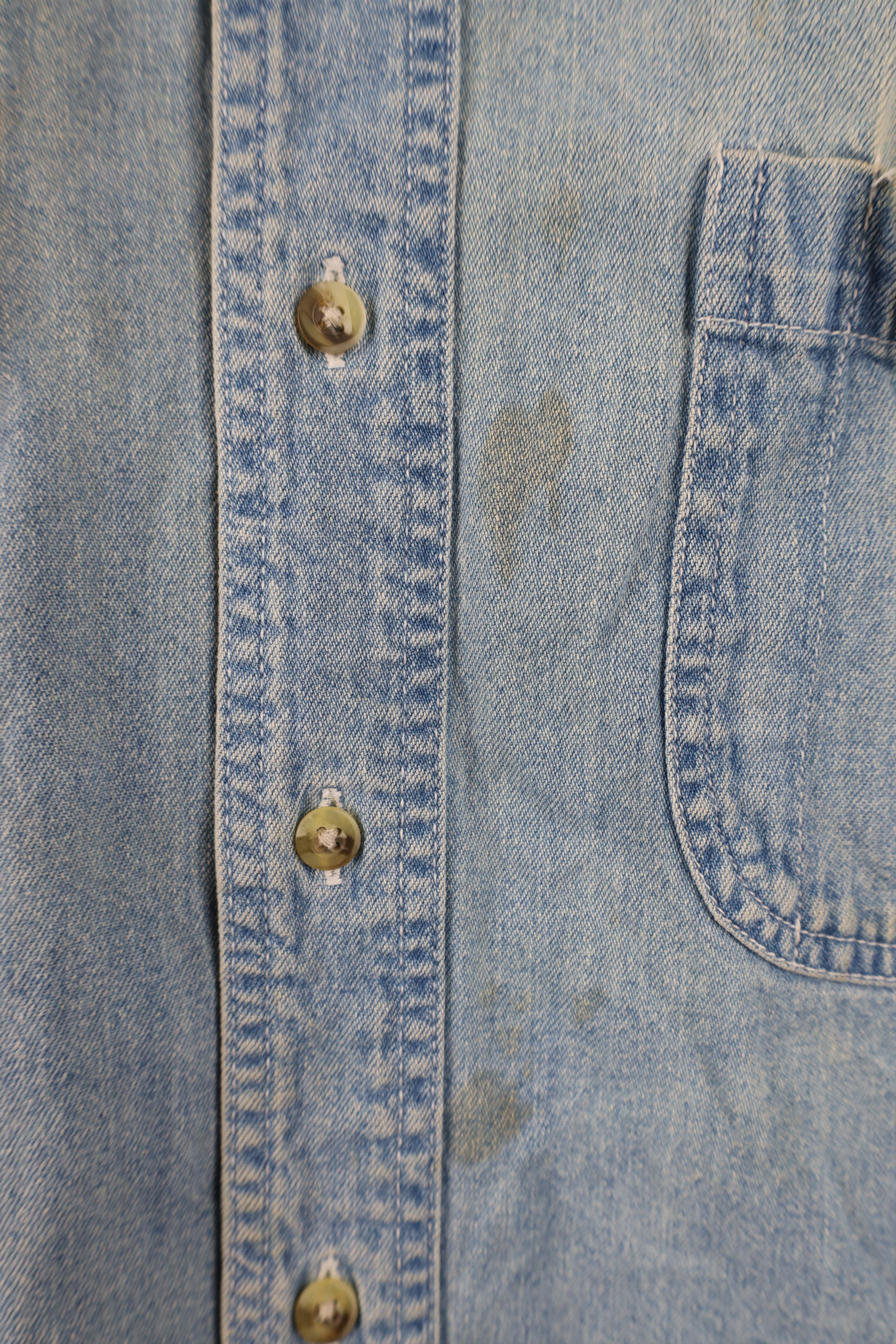 Vintage Vintage 90s Streetwear Bee Denim Jean Button Down Shirt Blue Size US XS / EU 42 / 0 - 7 Thumbnail