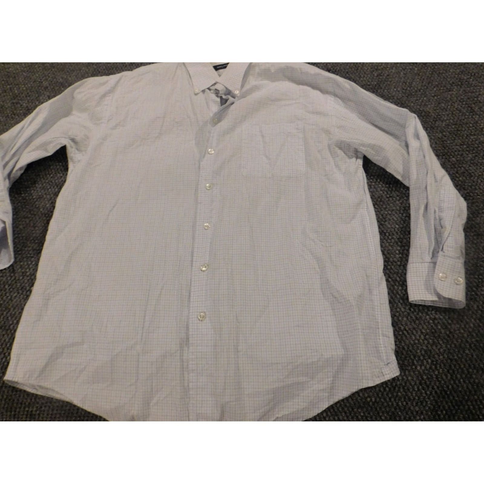 Nautica Nautica Mens Shirt 16.5 White Plaid Traveler Button Down Dress Shirt Long Sleeve Knitted Cotton Collared Button-Down 16.5 in Modern Mens Size US XL / EU 56 / 4 - 2 Thumbnail