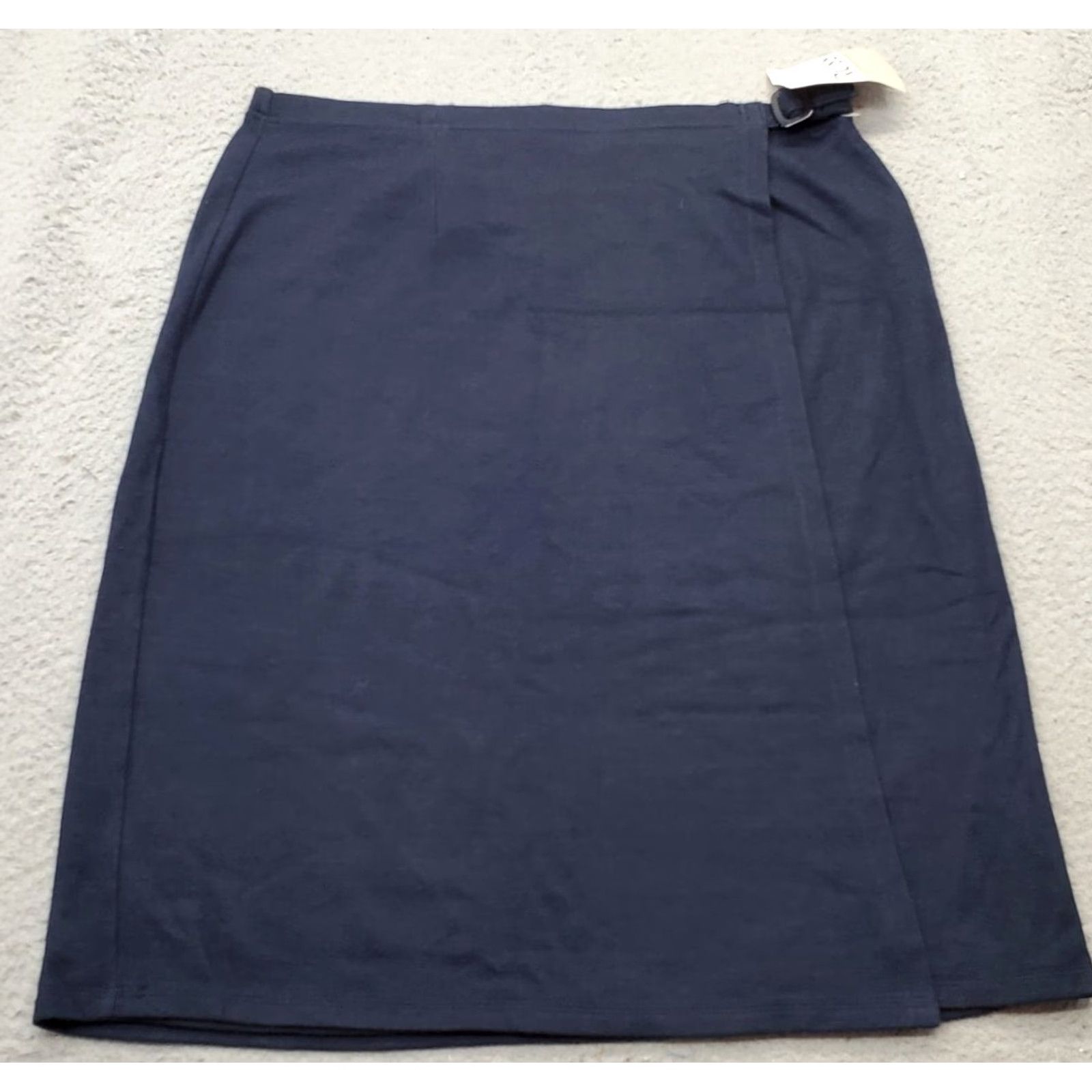 Vintage Russ Wrap Skirts Women XL Blue Short Length Buckle Adjustable Elastic Waist - Cotton, Casual, Outdoor, 90s? Size 40" / US 18 - 2 Thumbnail