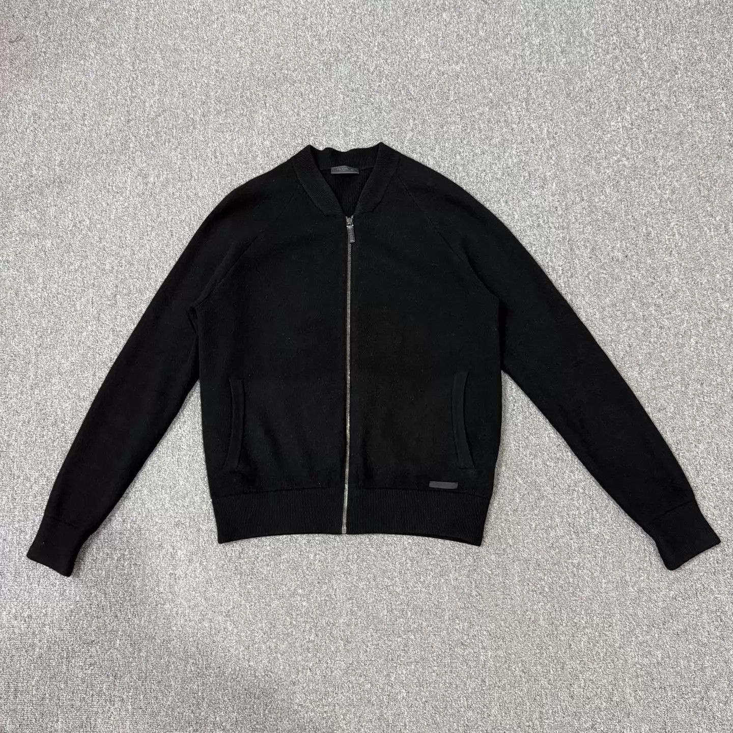 Prada Prada Black Hem Logo Wool Zipped Jacket 52 Size US L / EU 52-54 / 3 - 1 Thumbnail