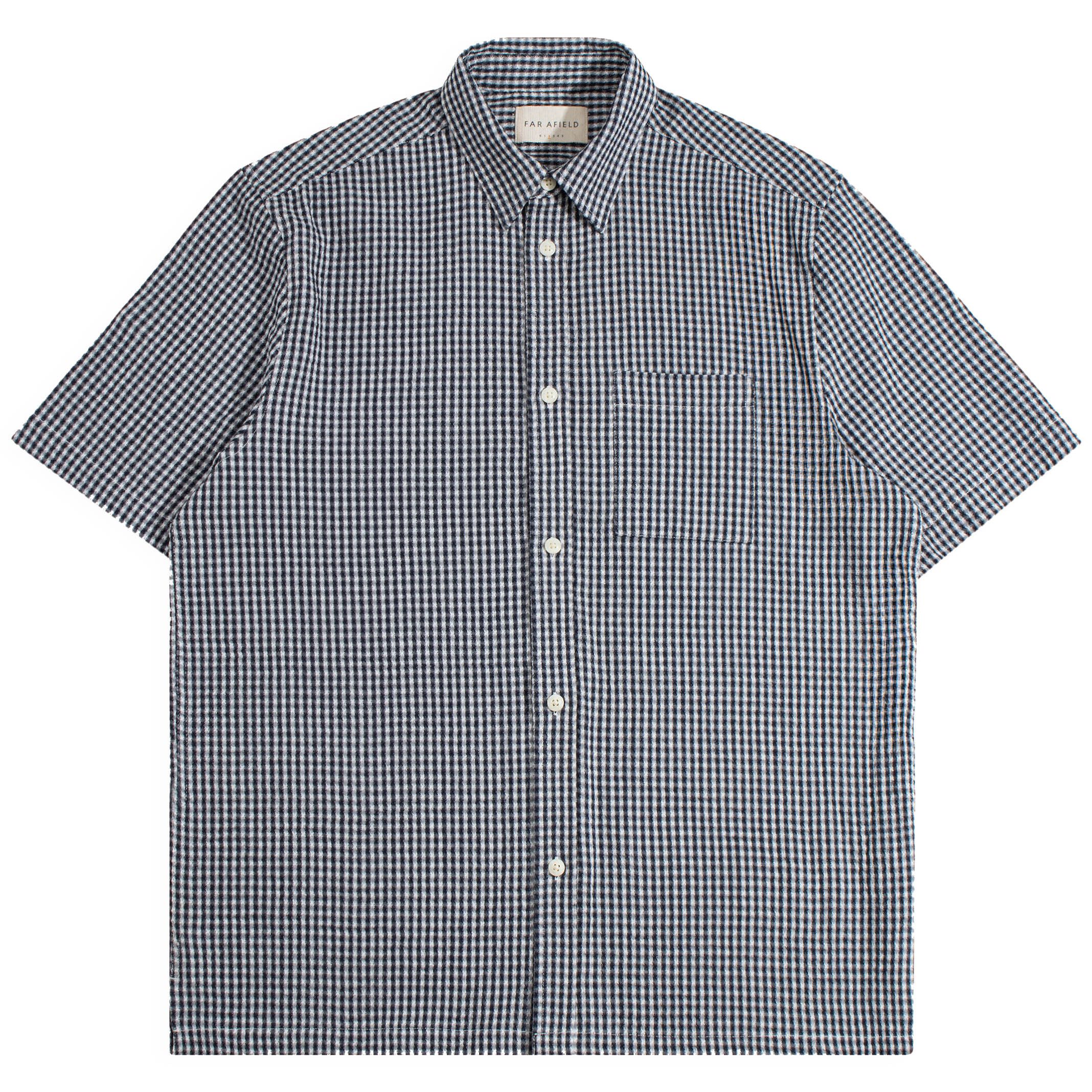 Far Afield Navy Gingham Check "Costa" Shirt Size US L / EU 52-54 / 3 - 1 Thumbnail