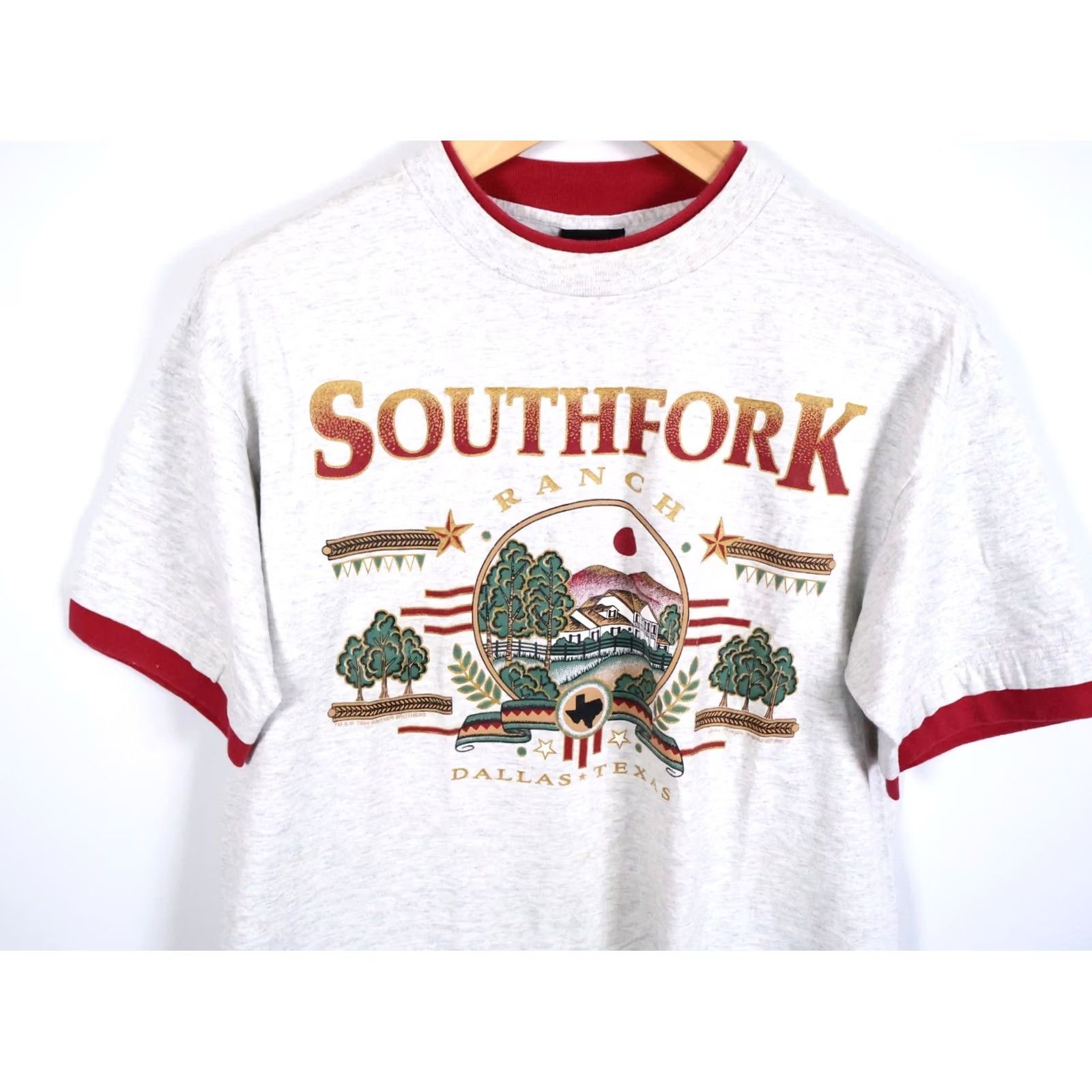 Vintage VINTAGE 90s Dallas Southfork Ranch T-Shirt Signal Logo Graphic Print Mens Large Gray Size US L / EU 52-54 / 3 - 4 Thumbnail