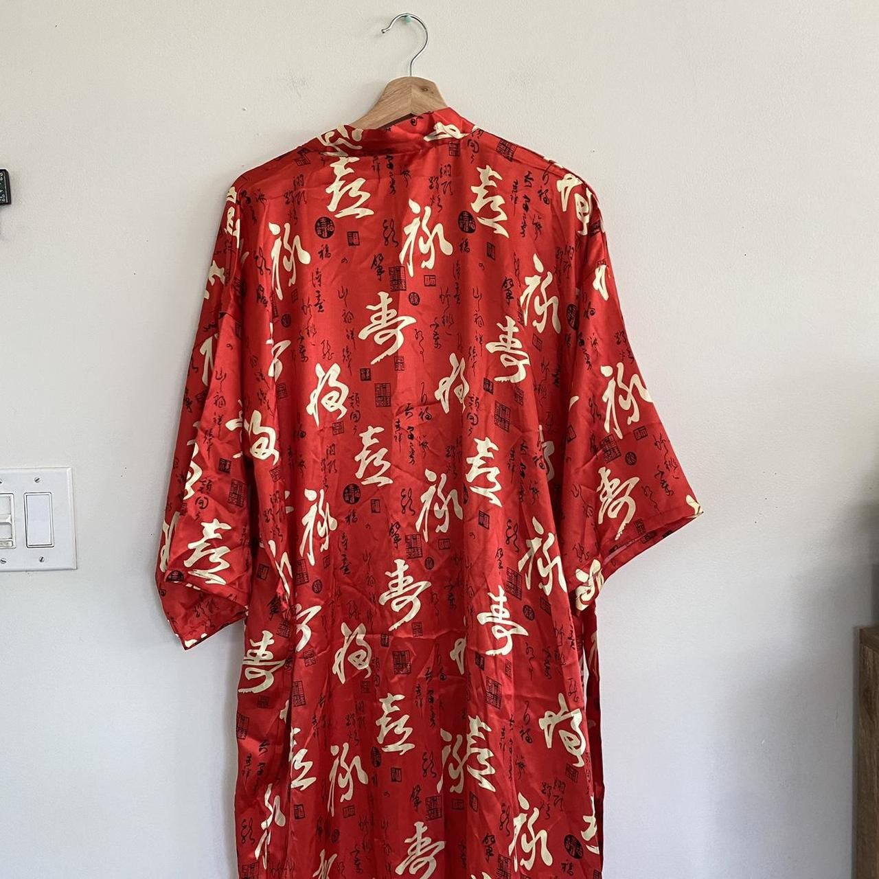 Vintage BAIFU RED ASAIN KIMONO ROBE SIZE XL SILKY Size ONE SIZE - 5 Thumbnail