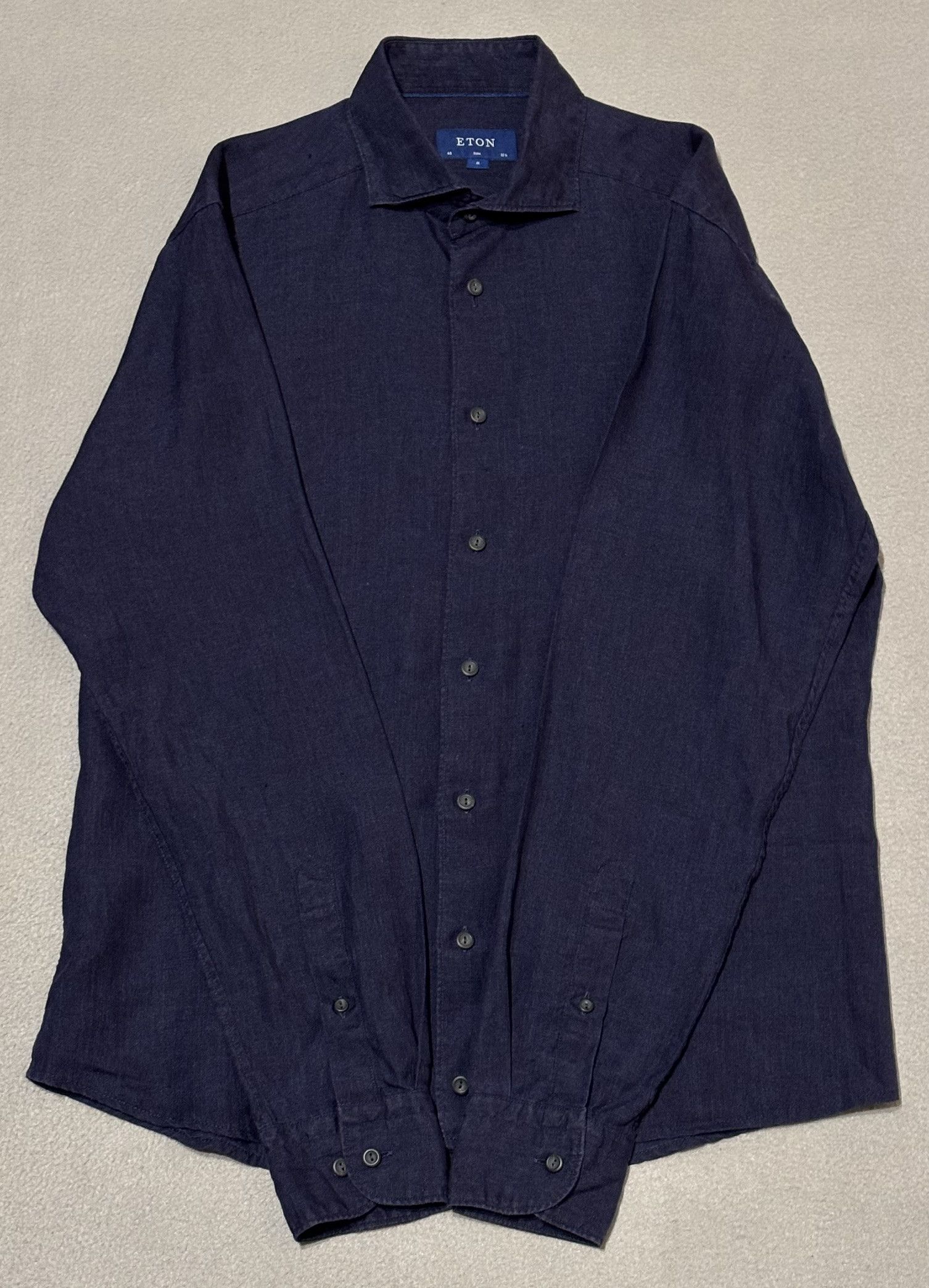 Eton Eton Slim Shirt Navy 100% Linen Size 40 Size US L / EU 52-54 / 3 - 6 Thumbnail