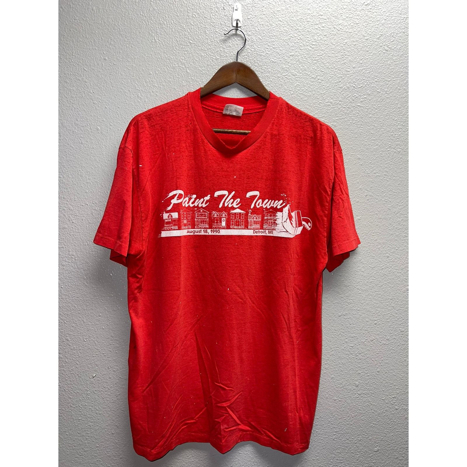 Vintage Vintage Detroit Shirt Paint The Town August 18 Tee Worn XL Size US XL / EU 56 / 4 - 1 Thumbnail