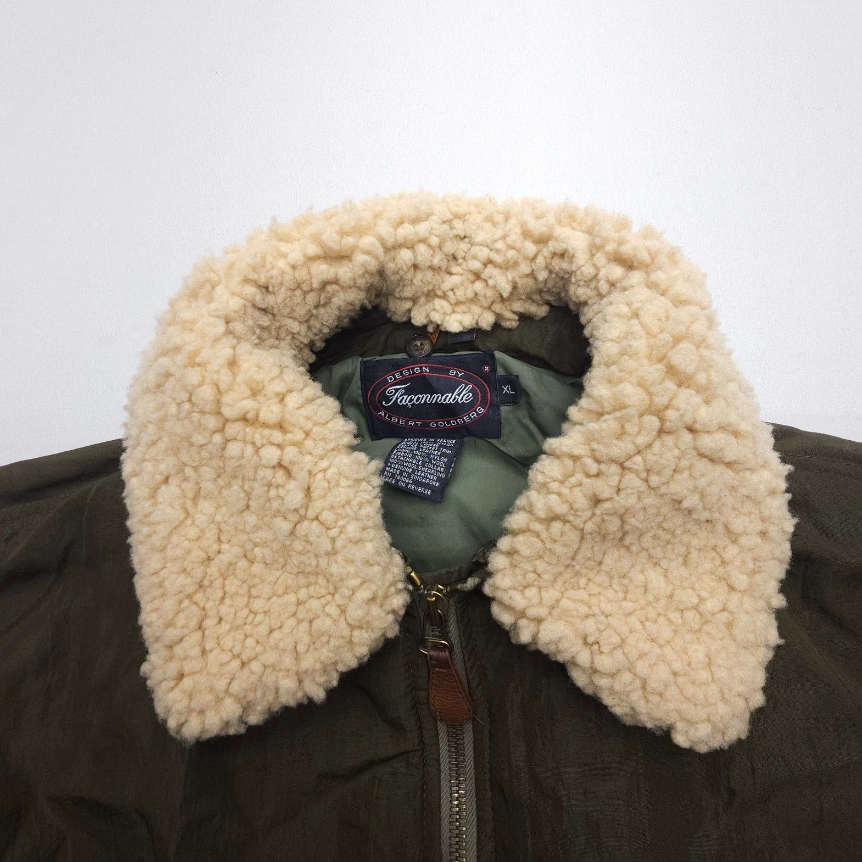 Faconnable VINTAGE Façonnable Flight Jacket Mens XL Blue Suede Nylon Bomber with Shearling Collar Full Zip Size US XL / EU 56 / 4 - 3 Thumbnail