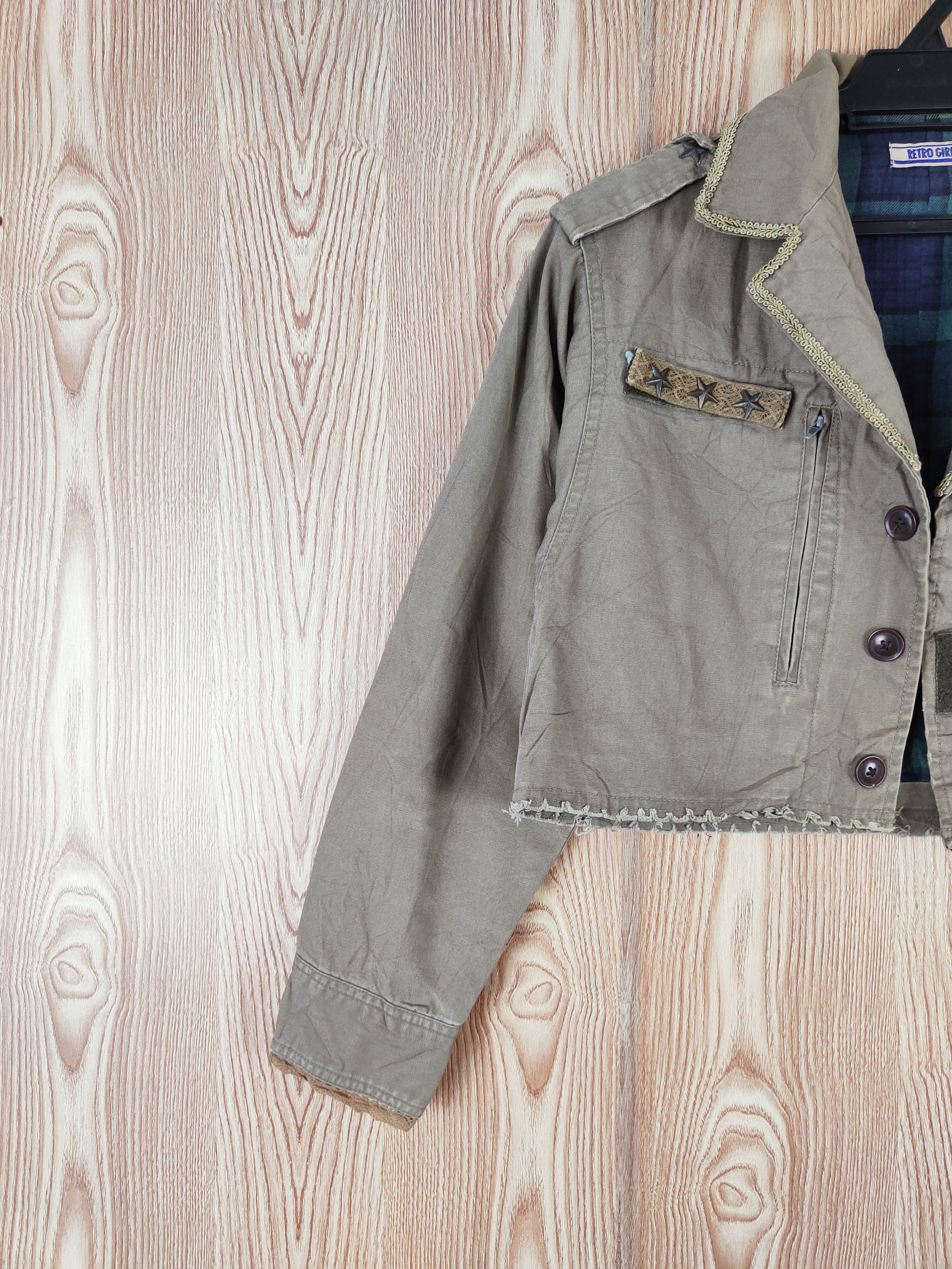 Vintage Retro Girl Olive Cropped Jackets Size M / US 6-8 / IT 42-44 - 3 Thumbnail