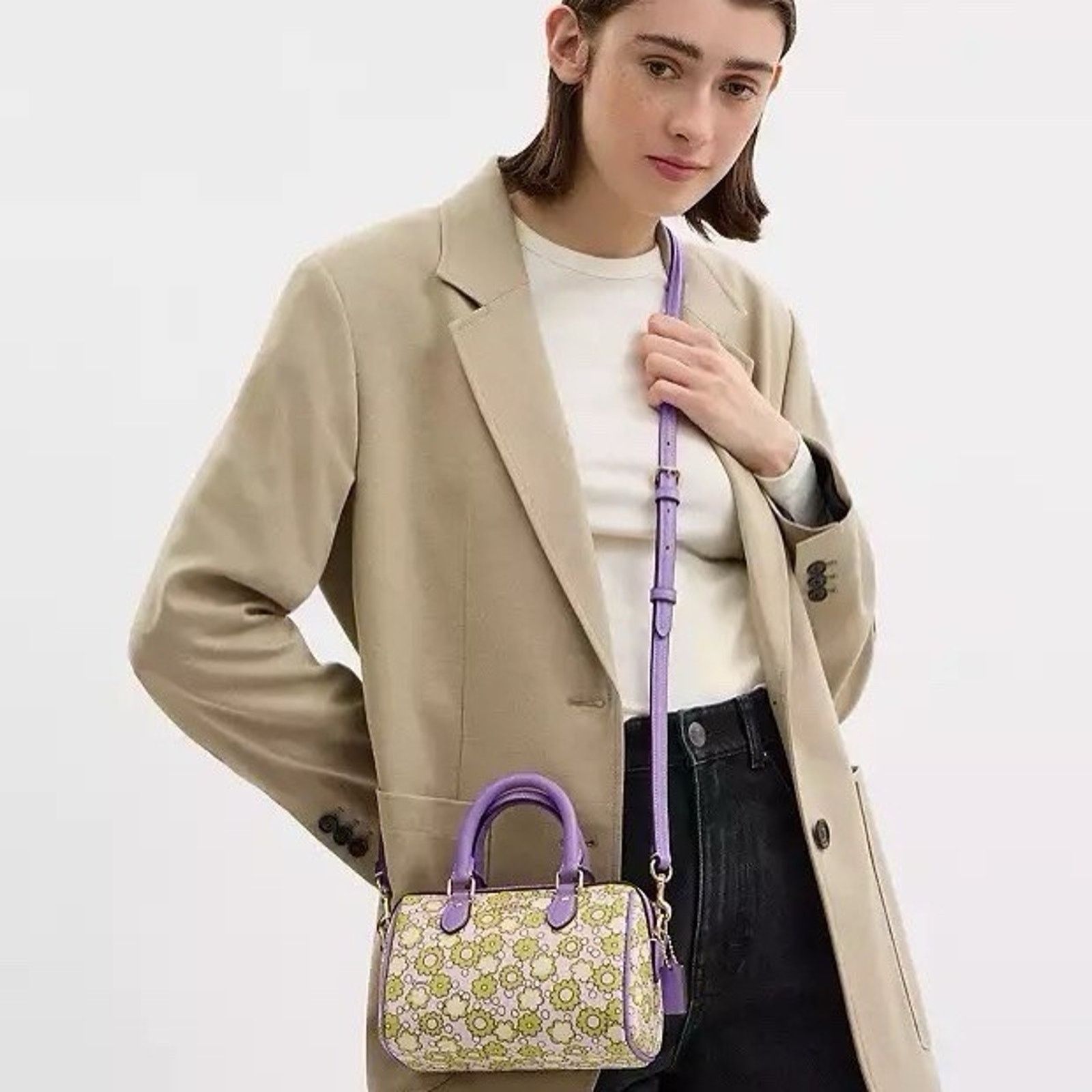 Coach NWT COACH CBM69 Mini Rowan Crossbody Bag Floral Print Lilac Size ONE SIZE - 10 Thumbnail