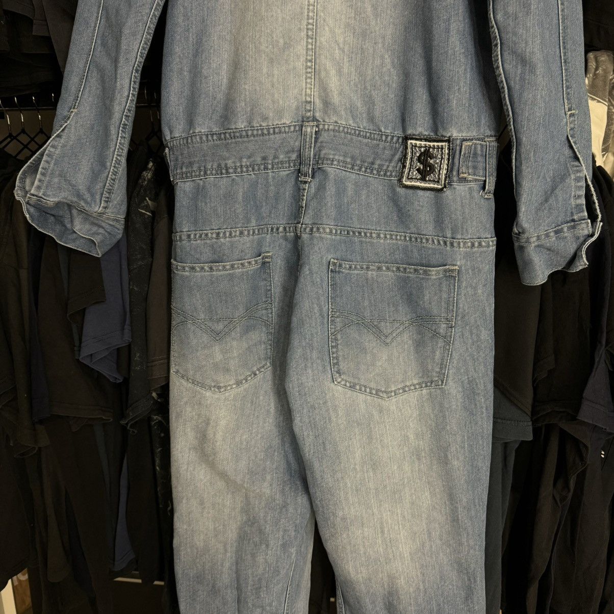Other Time Is Money Rap Y2K Long Sleeve Denim Jumpsuit Size US 34 / EU 50 - 11 Thumbnail