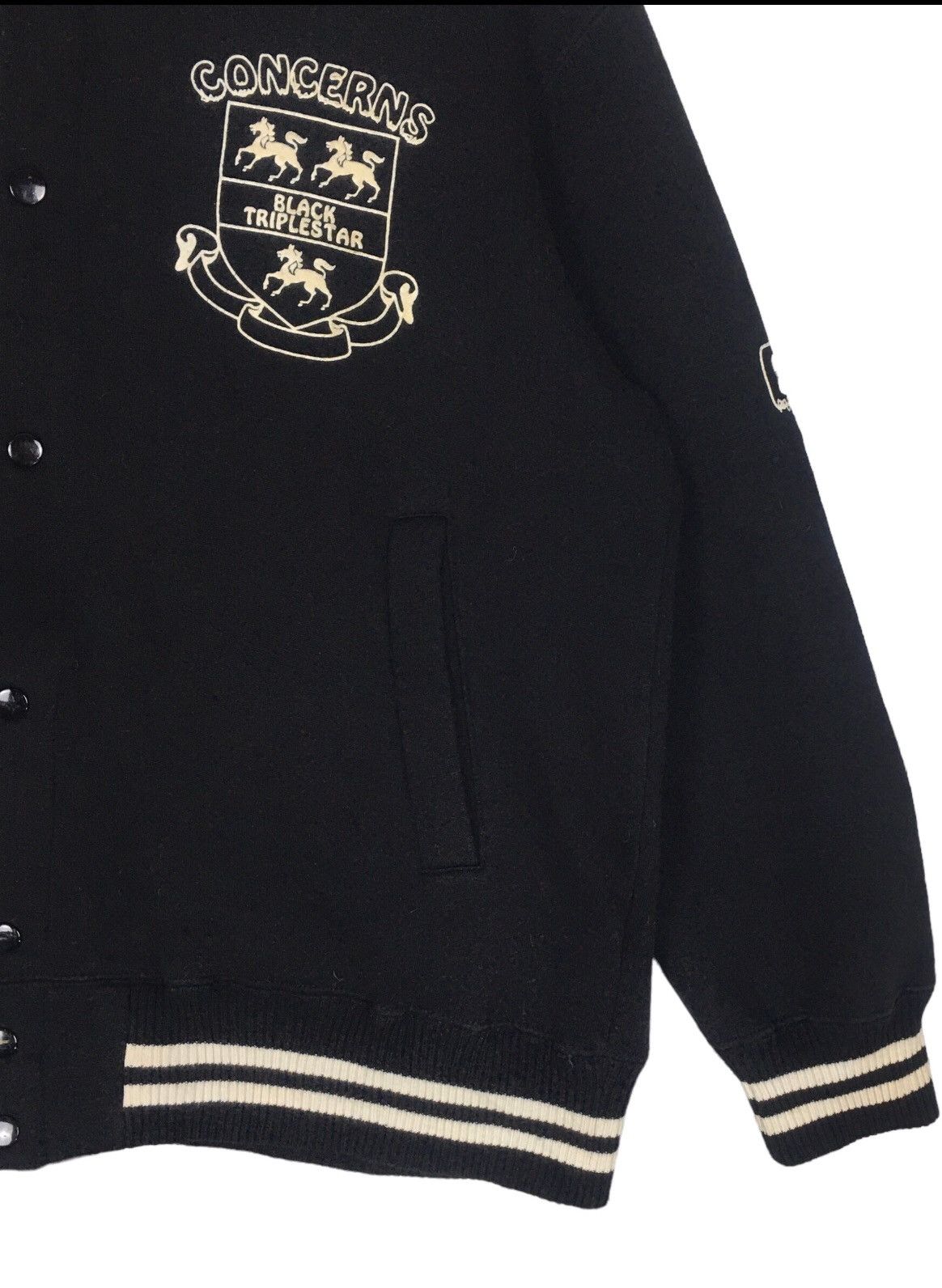 Japanese Brand Craftworks Design Movenpick Black Triple Star Baseball Hodie Size US M / EU 48-50 / 2 - 6 Thumbnail