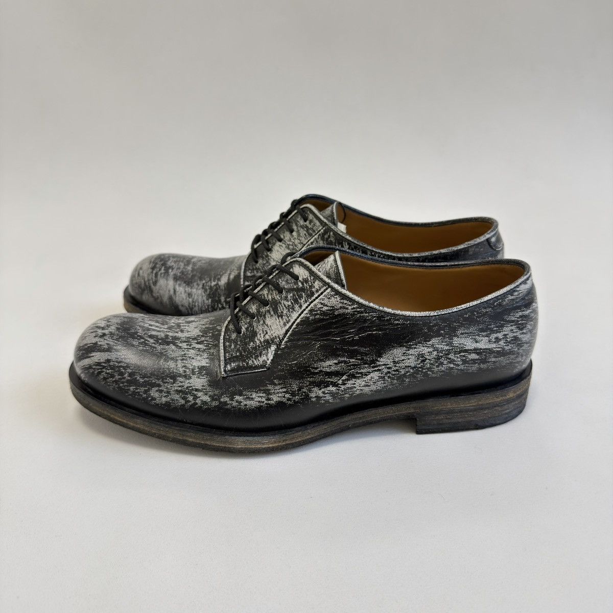 Jil Sander Black/White ‘Distressed Leather’ Derby Shoes Size US 9 / EU 42 - 23 Thumbnail