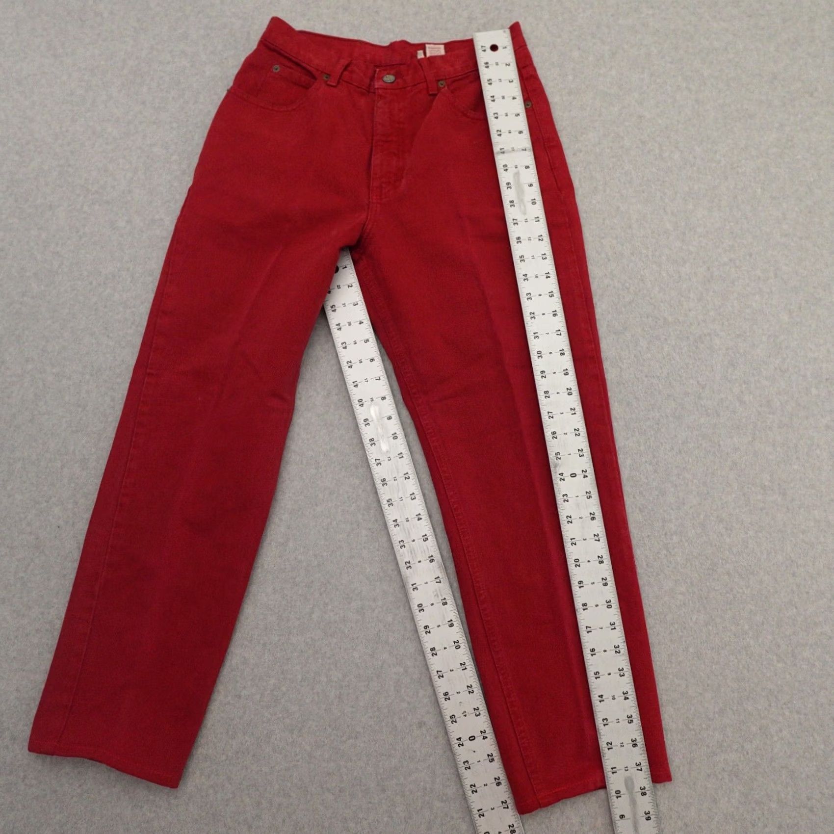 Calvin Klein VINTAGE Calvin Klein Womens Jeans 12 (12X28) Red Denim High Rise Zipper Fly Straight Jeans Womens Size 12 Red Denim Zipper Size 34" / US 12 / IT 48 - 3 Thumbnail