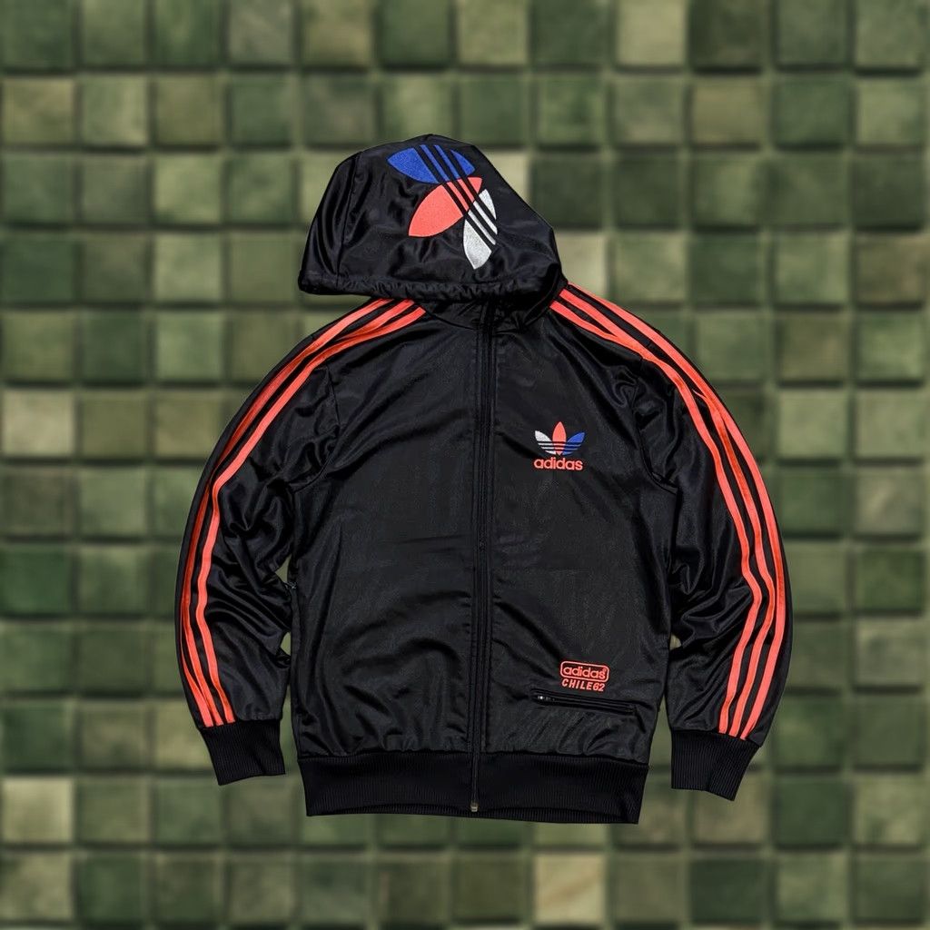 Adidas Adidas Chile 62 Hooded Big Trefoil FIrebird Track Jacket Black Mens XS Jacket Track Zip XS Black Mens Size US XS / EU 42 / 0 - 1 Thumbnail