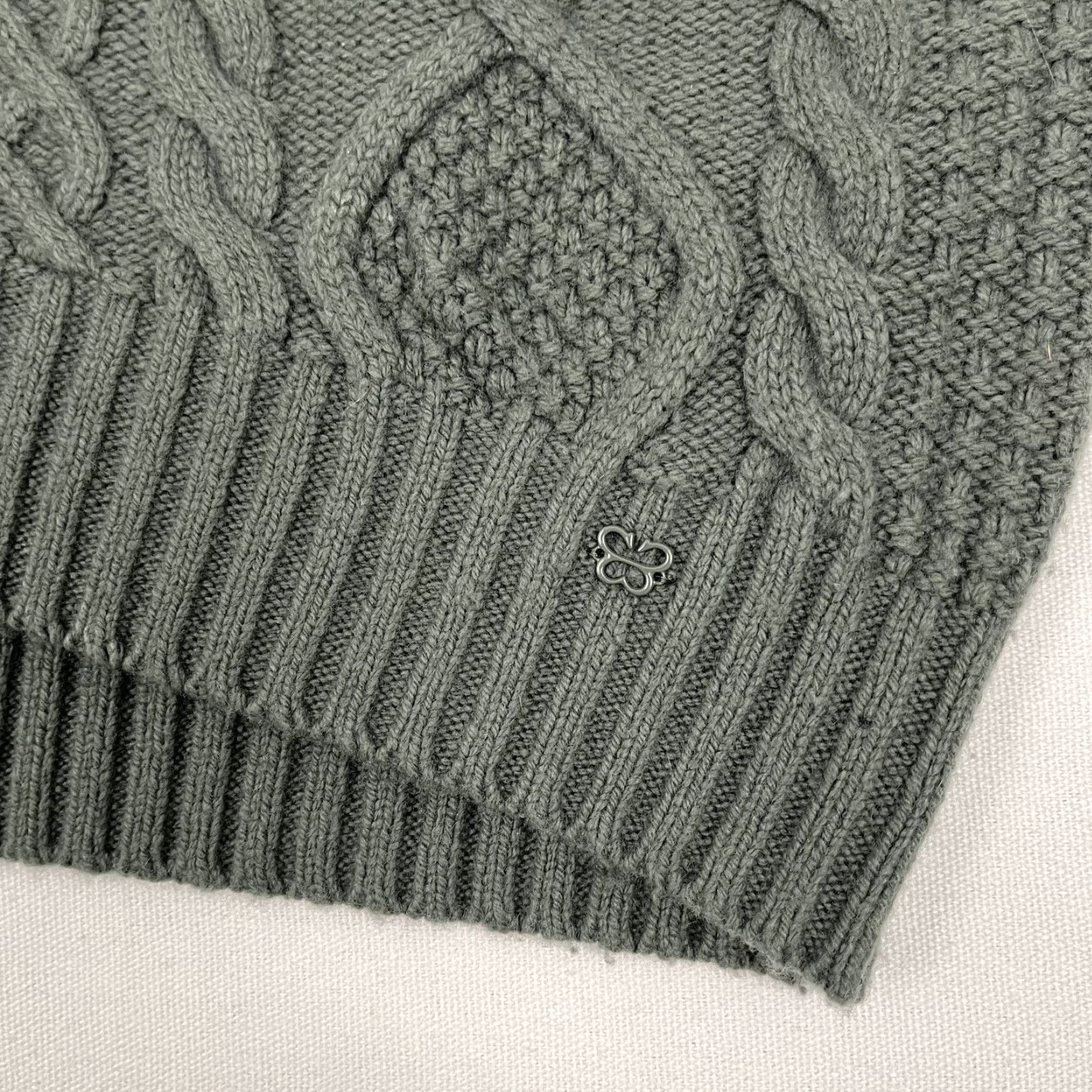 Vintage Sunday Best Sweater Women XS Oversize Merino Wool Peggy Green Cable Knit Size XS / US 0-2 / IT 36-38 - 4 Thumbnail