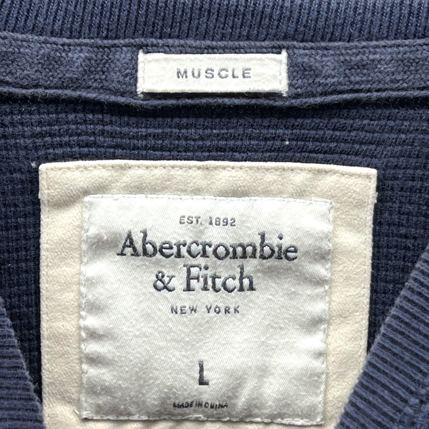 Abercrombie & Fitch Abercrombie & Fitch Shirt Mens L Blue Thermal Muscle A Logo Long Sleeve Size US L / EU 52-54 / 3 - 7 Thumbnail