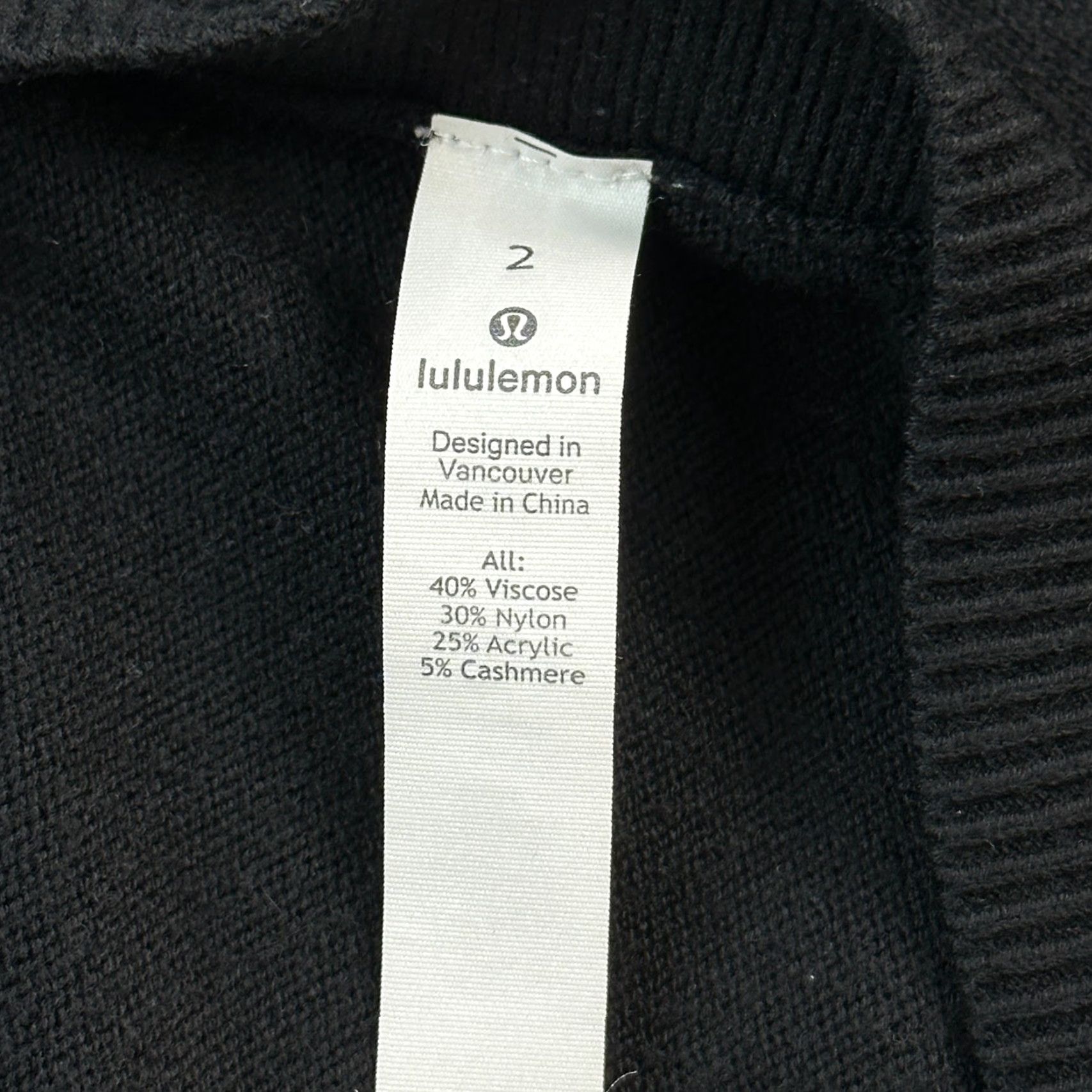 Lululemon Lululemon Sweater Women's 2 Black Unity Back Drop Cashmere Blend Pullover Knit Crew Neck Raglan Sleeve Casual Regular All Seasons Size XS / US 0-2 / IT 36-38 - 4 Thumbnail