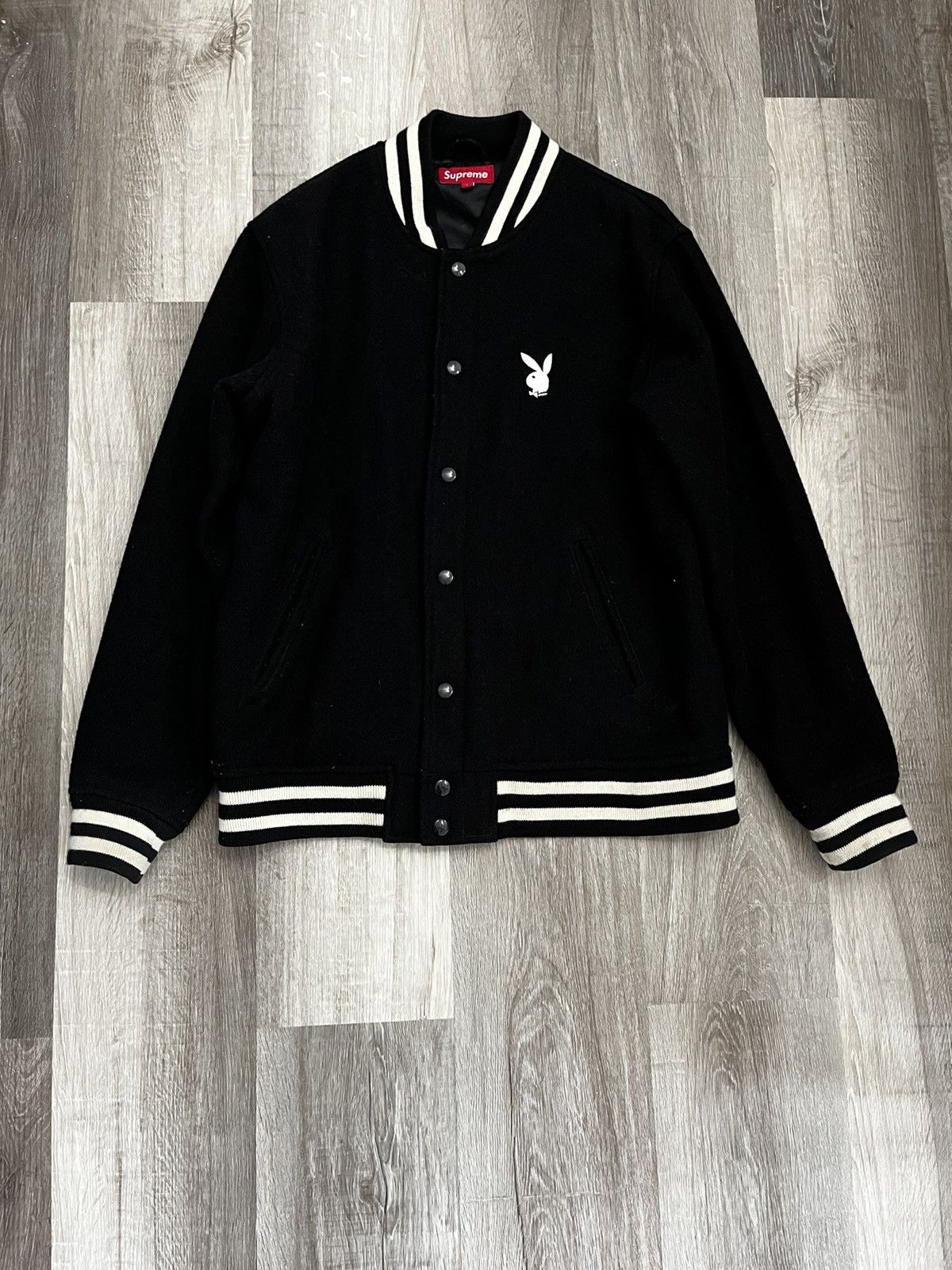 Supreme playboy store varsity jacket red