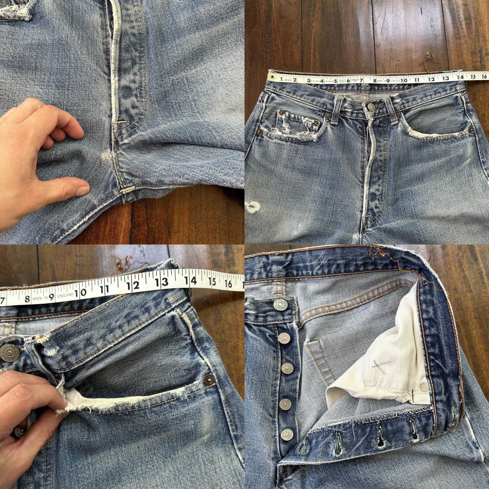 Levi's VINTAGE Levi's 501XX Jeans Regular 29x29 Dark Denim Blue USA 1960s 1970s Big E Redline Selvedge Men's Jeans Size US 29 - 8 Thumbnail