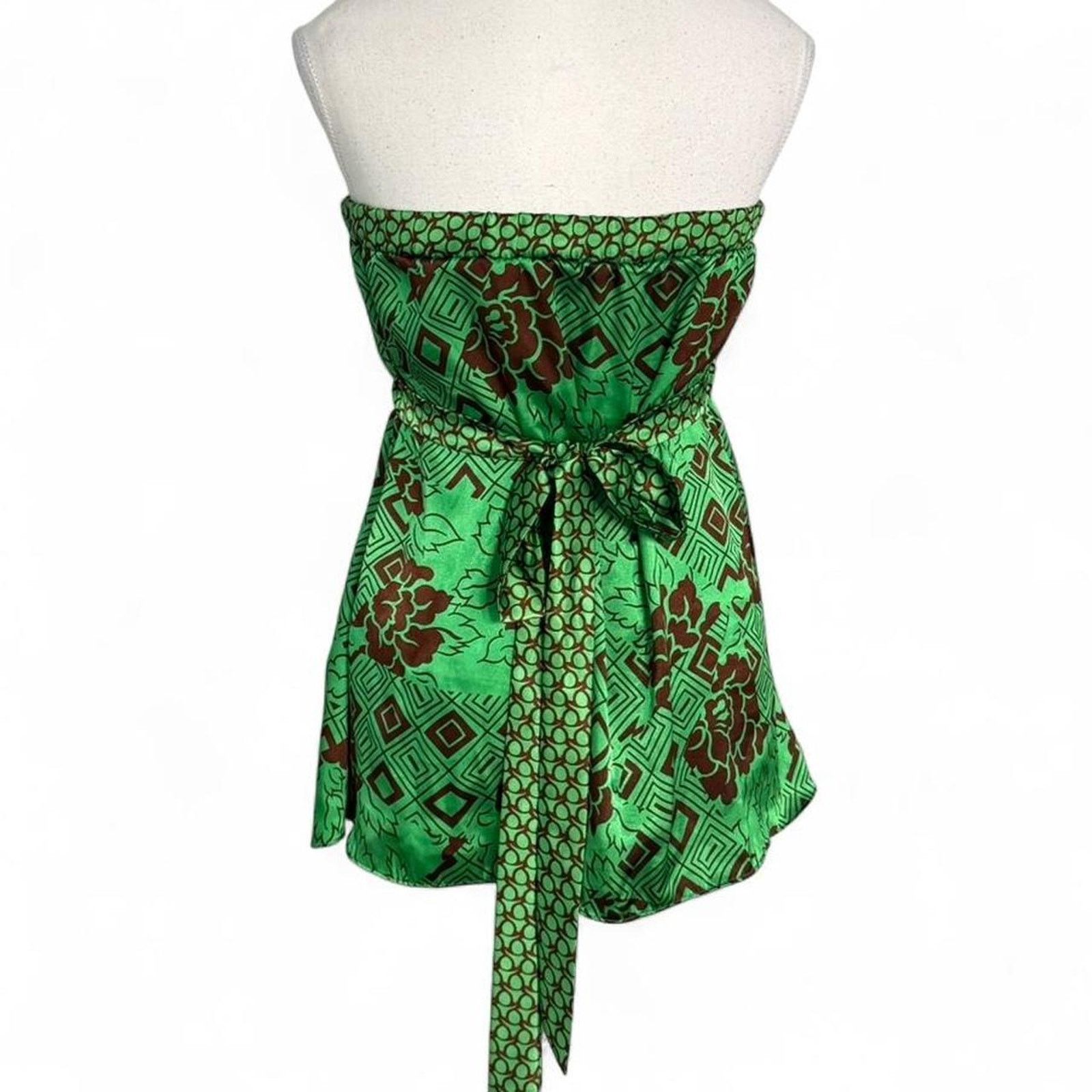 Other Baby doll Tie Back Sleevless top Size: M XXI Brown Green Size M / US 6-8 / IT 42-44 - 2 Thumbnail