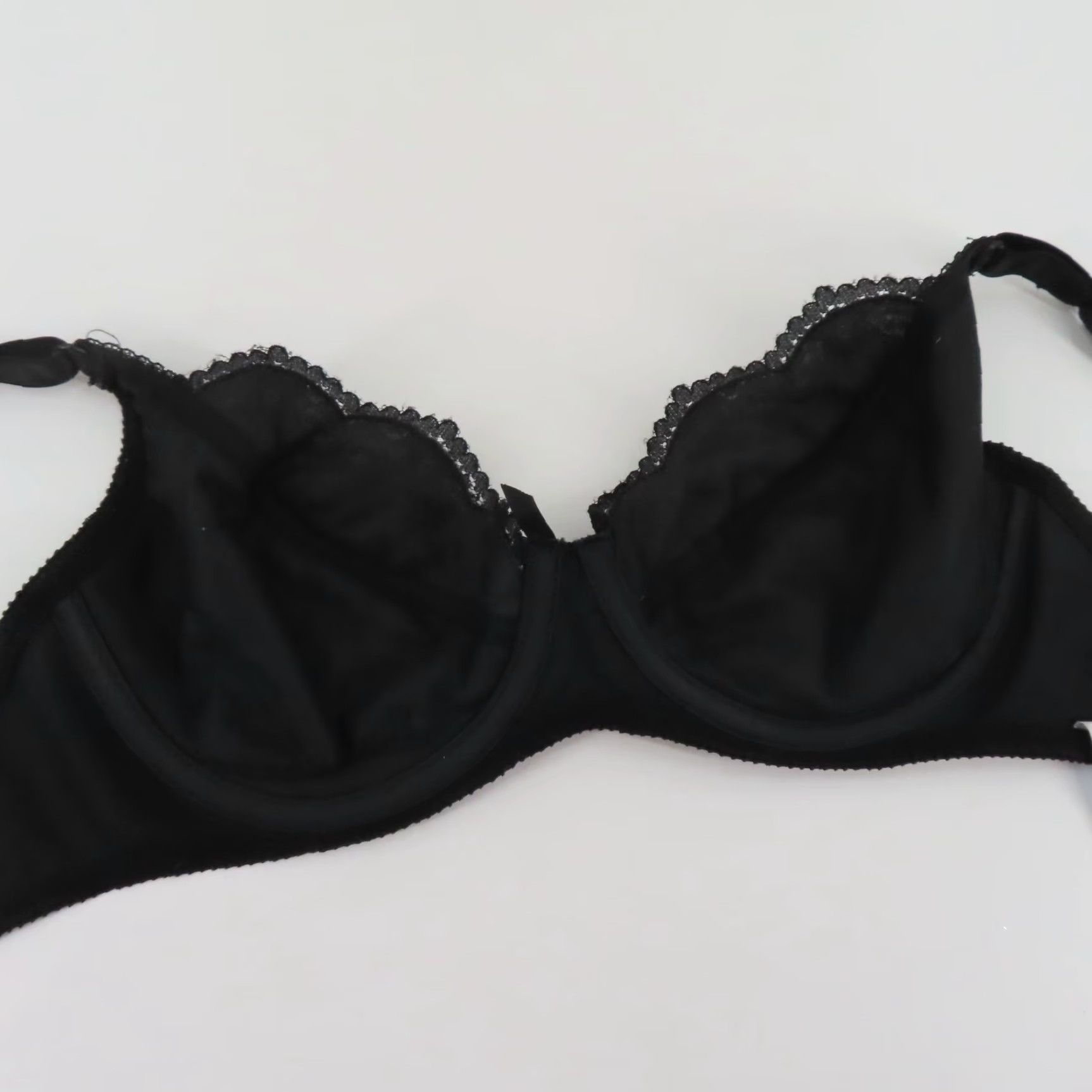 Vintage VINTAGE Gelmart Bra 36B Black Lace Underwire Padded Balconette Womens Size ONE SIZE - 7 Thumbnail