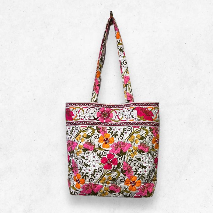 Vera Bradley Vera Bradley Tea Garden Pink Red Tote Bag Retire Pattern ...