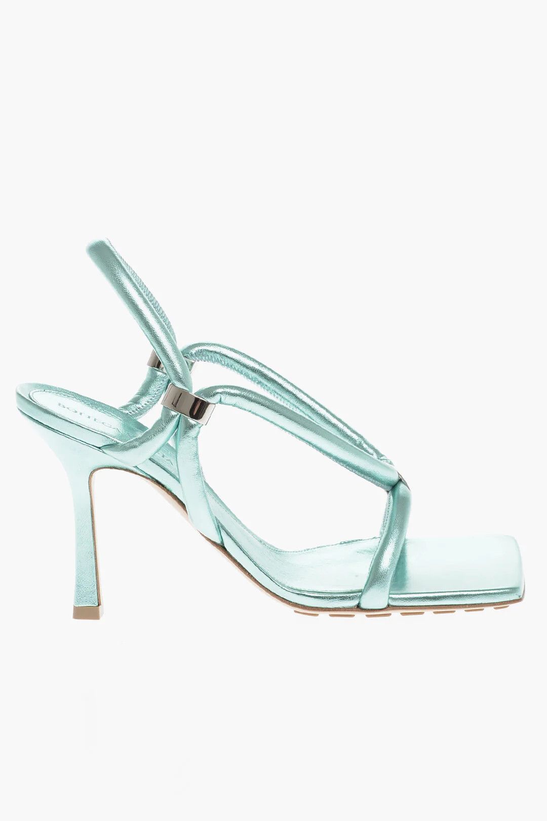 Bottega Veneta og1mm0426 Metallic Effect Leather Sandals in Light Blue Size US 6 / IT 36 - 1 Thumbnail