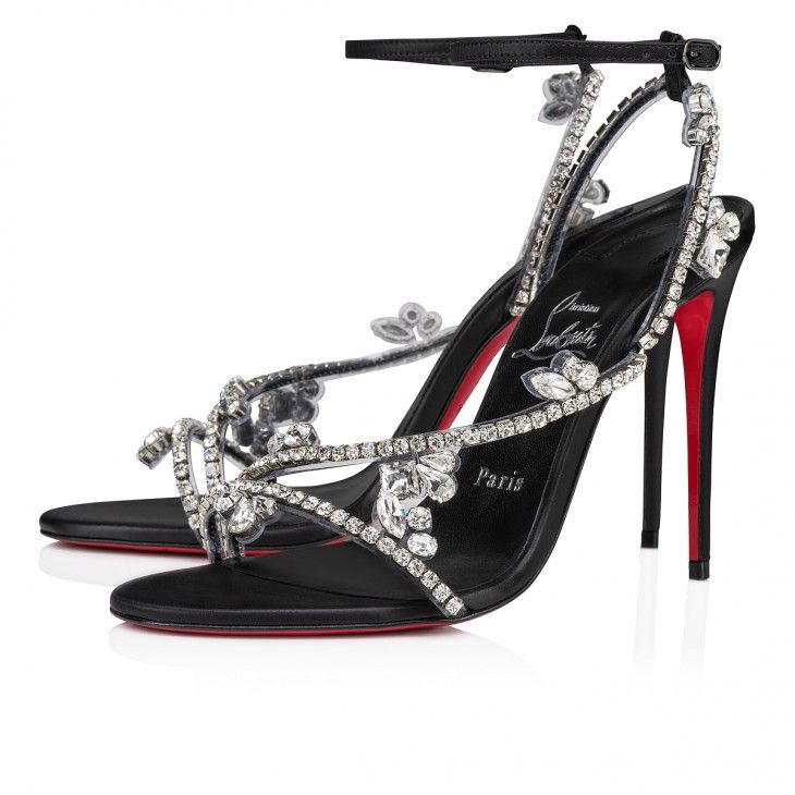 image of Christian Louboutin Joli Queen Kid Laminato Satin In Black Shoes (Size 12)