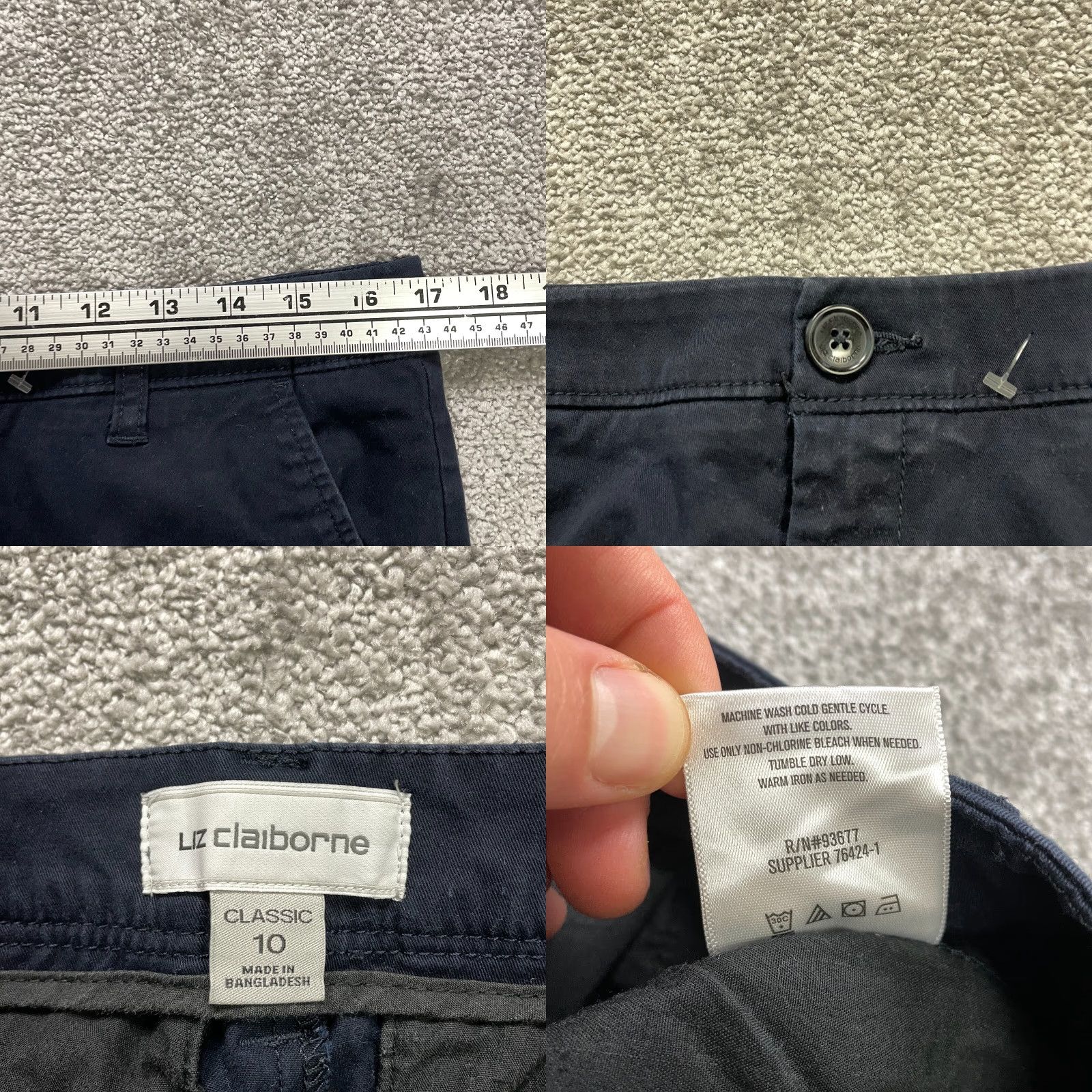 Liz Claiborne Liz Claiborne Pants Womens 10 Ankle Classic Navy Blue Floral Embroidered 34x26 Size 24" / US 00 / IT 34 - 8 Thumbnail