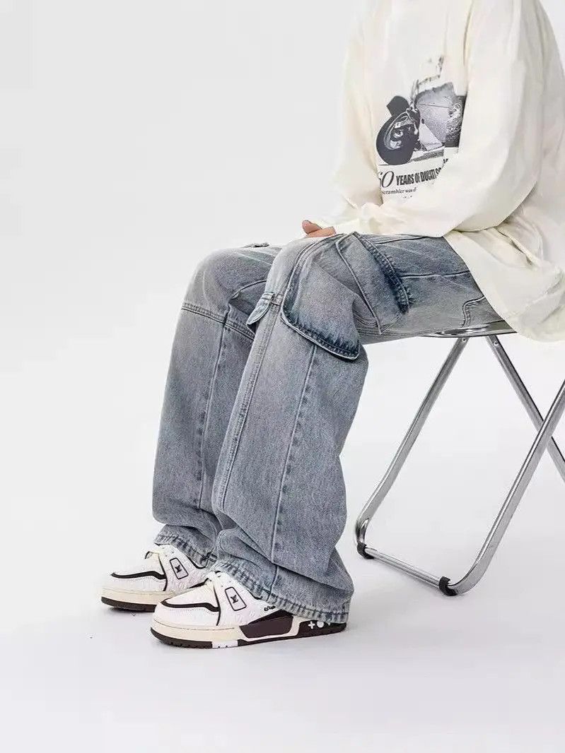 Japanese Brand Retro loose casual high street jeans Size US 32 / EU 48 - 4 Thumbnail