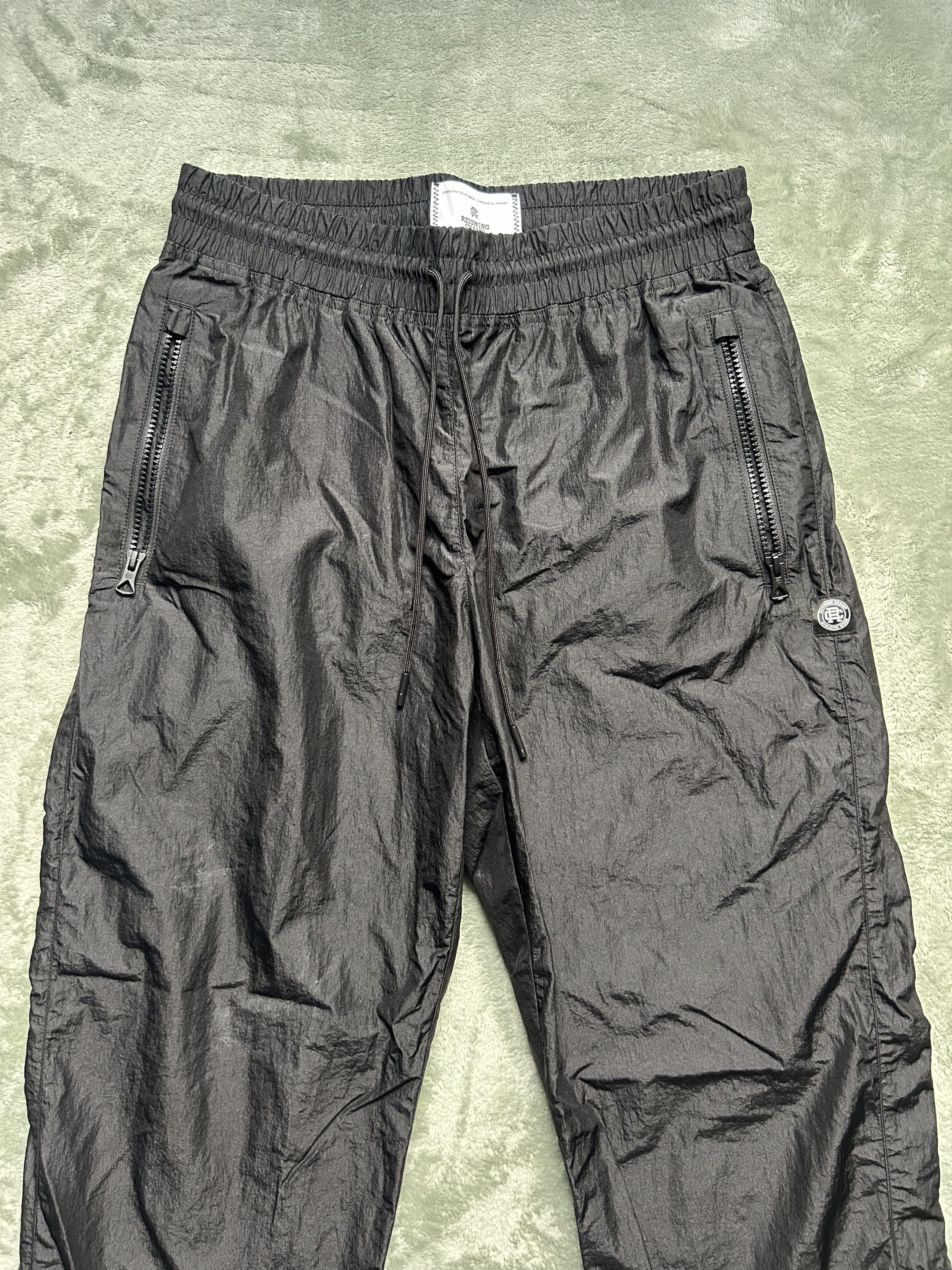 Reigning Champ Men’s Black Crinkle Nylon Pants - Size Medium