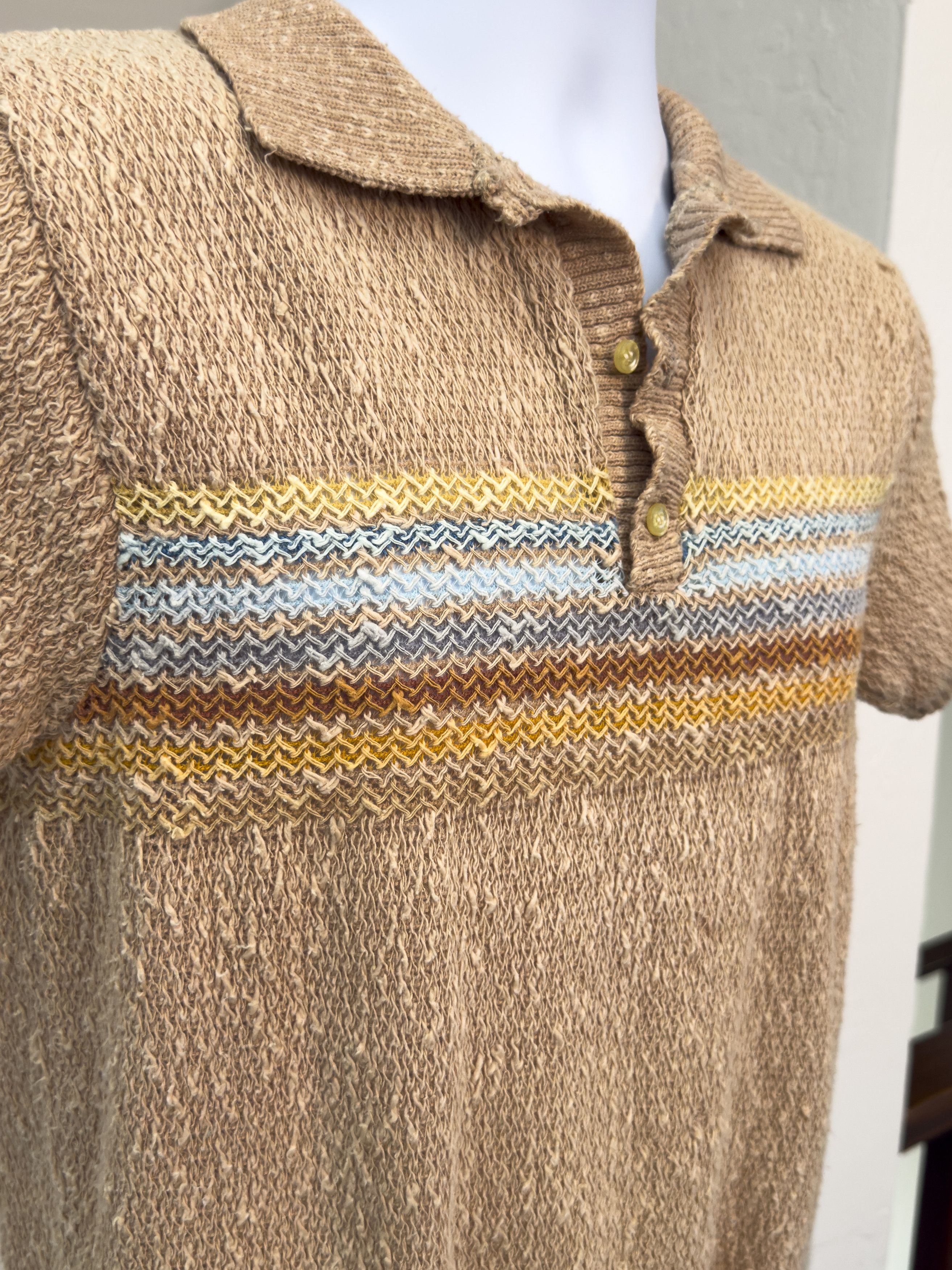 Other Standout Vintage 70s Textured Knit Polo Shirt Size US S / EU 44-46 / 1 - 2 Thumbnail